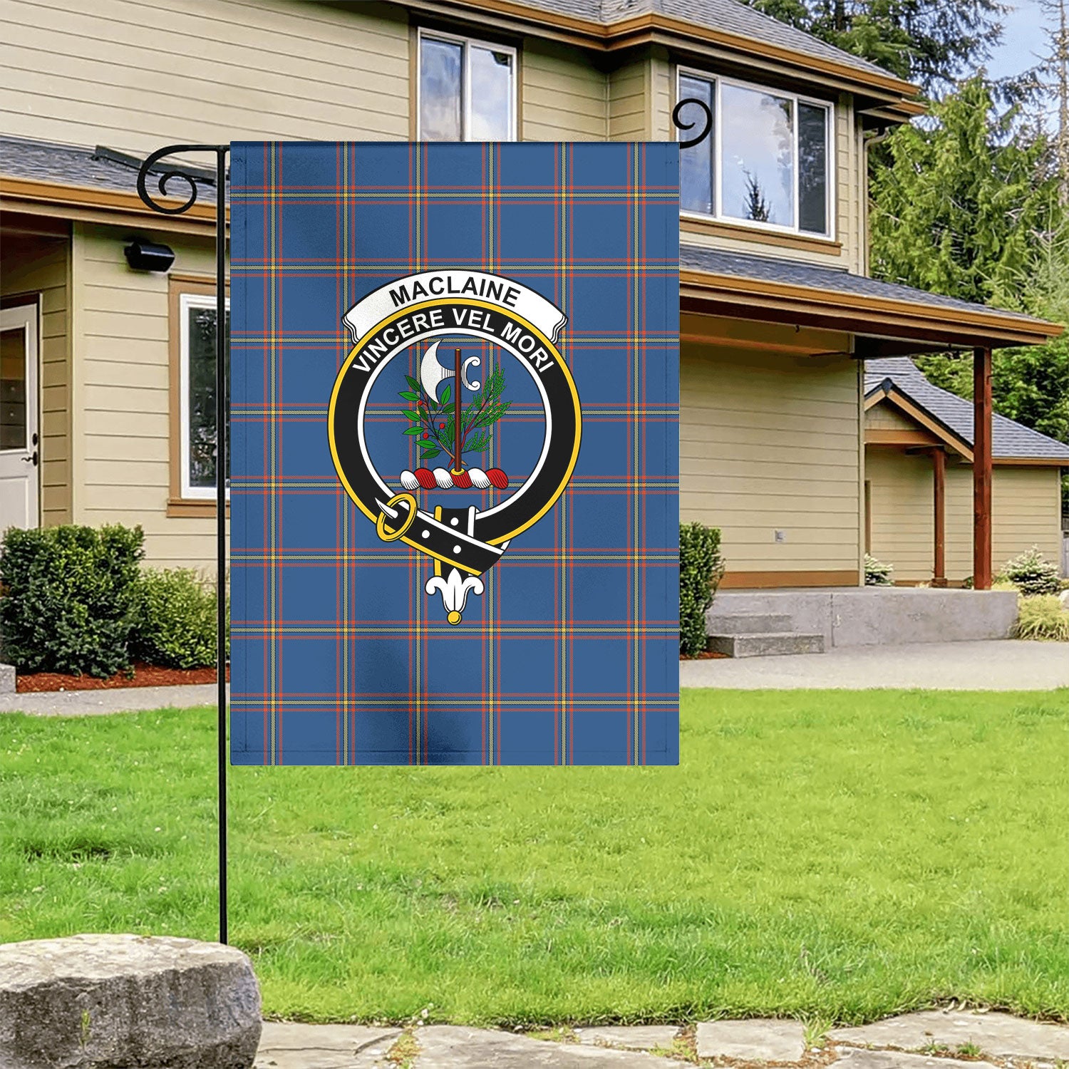 MacLaine of Loch Buie Hunting Ancient Tartan Crest Garden Flag