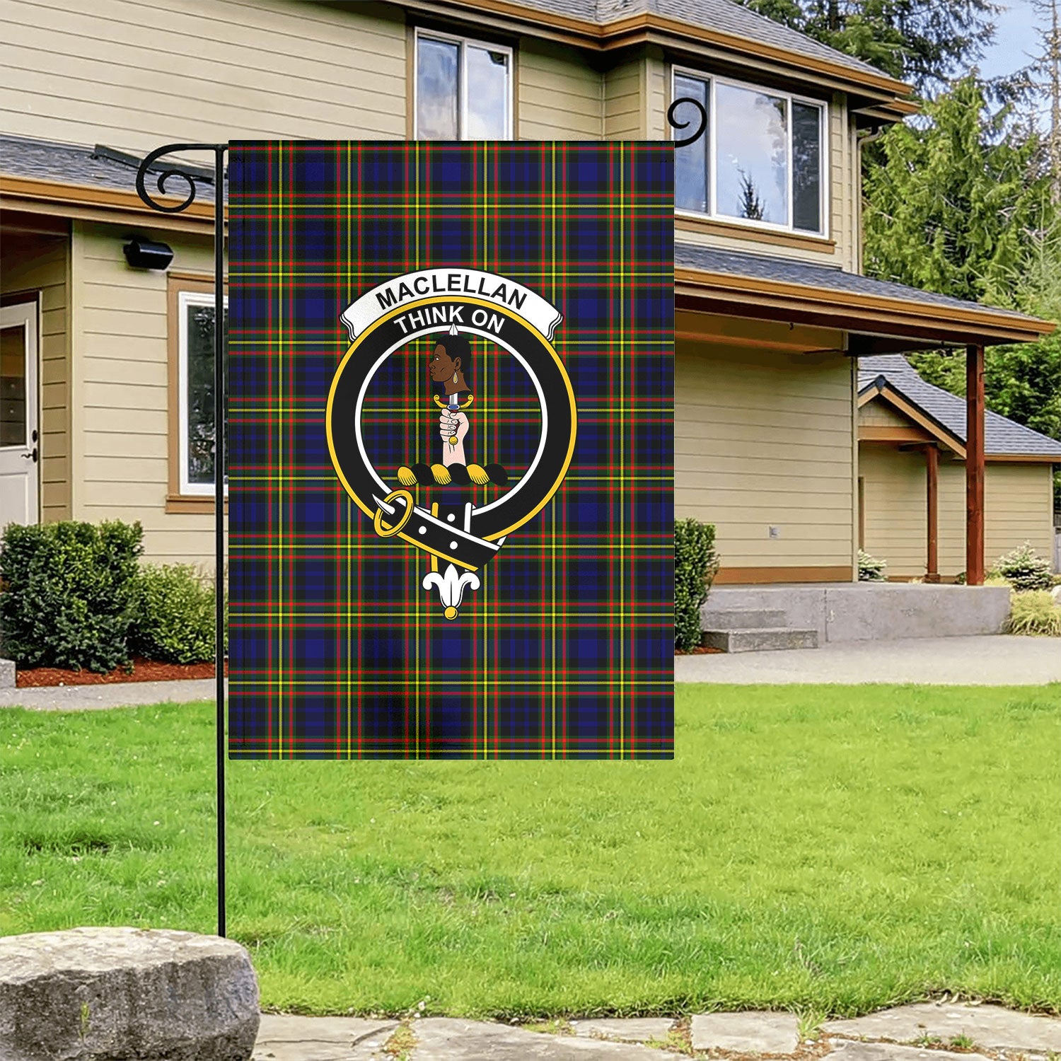 MacLellan Modern Tartan Crest Garden Flag
