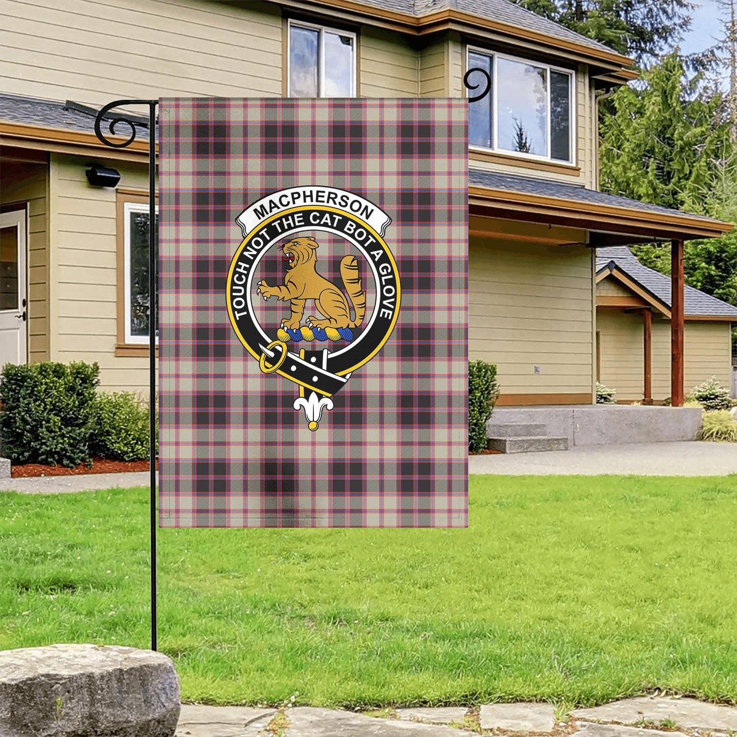 MacPherson Hunting Ancient Tartan Crest Garden Flag