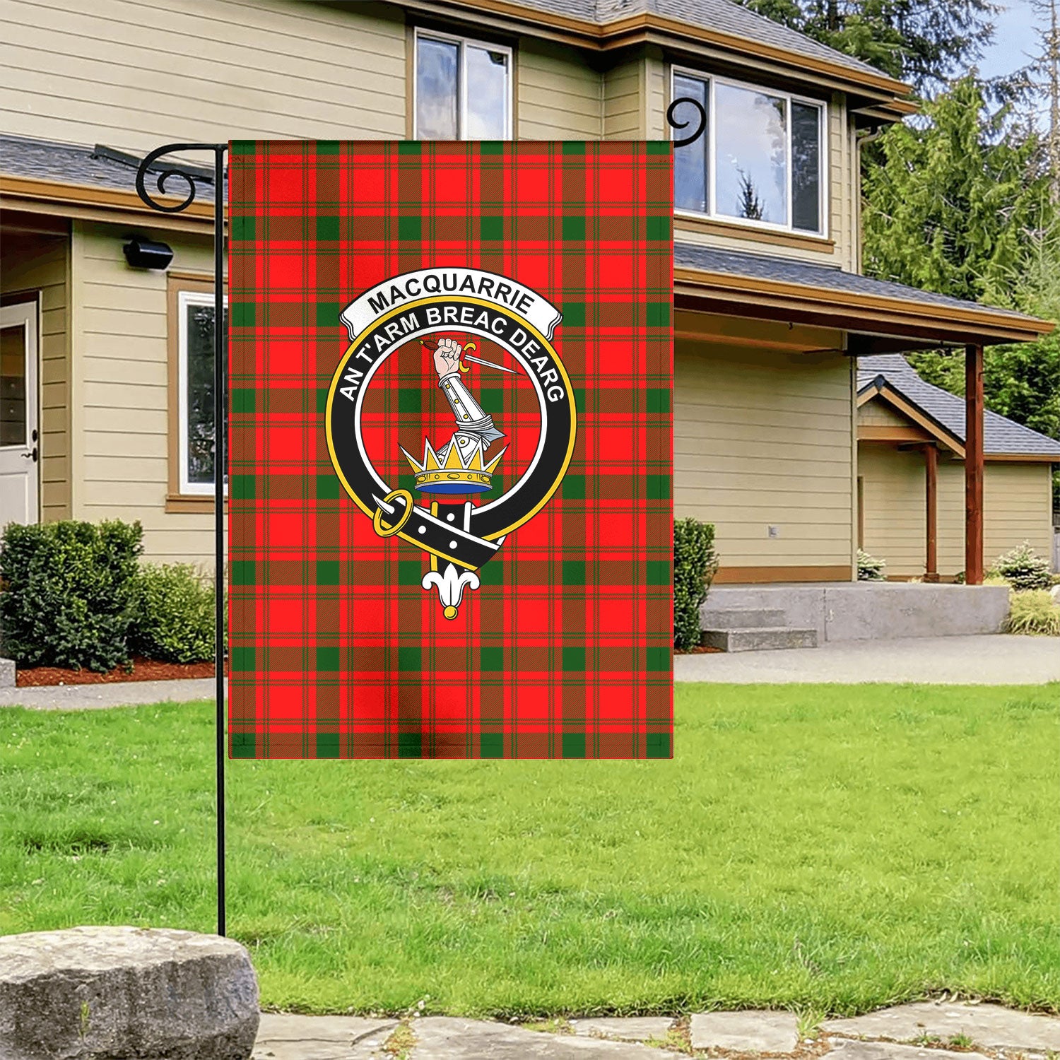 MacQuarrie Tartan Crest Garden Flag
