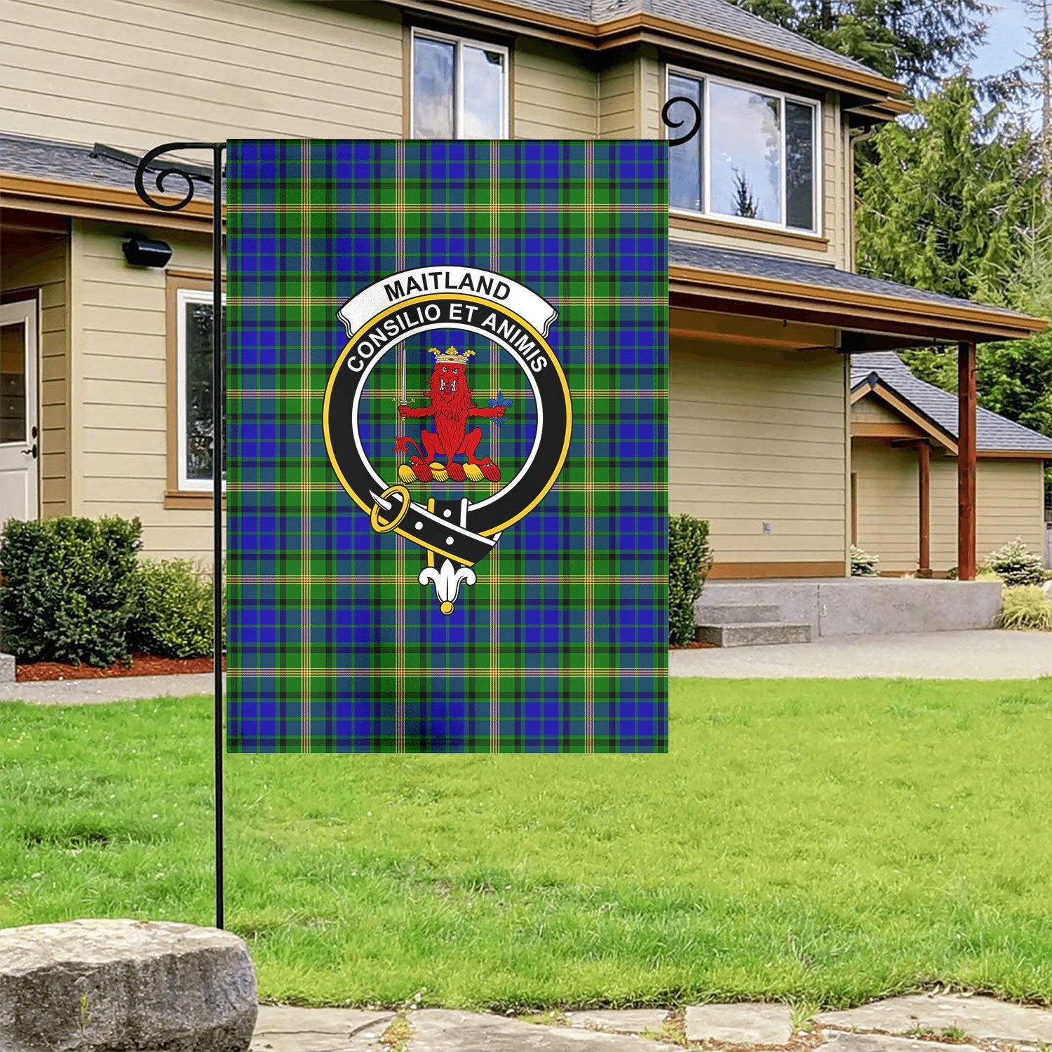Maitland Tartan Crest Garden Flag