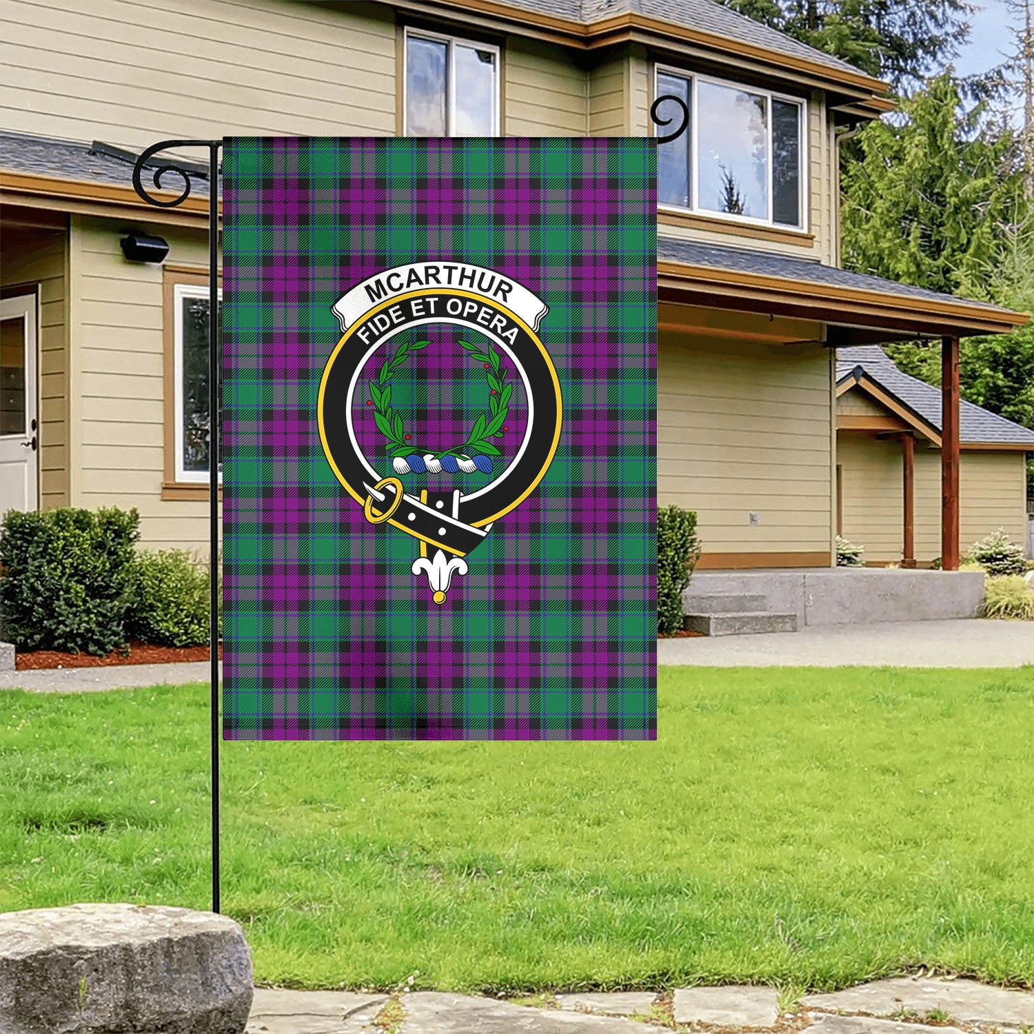 McArthur - Milton Tartan Crest Garden Flag
