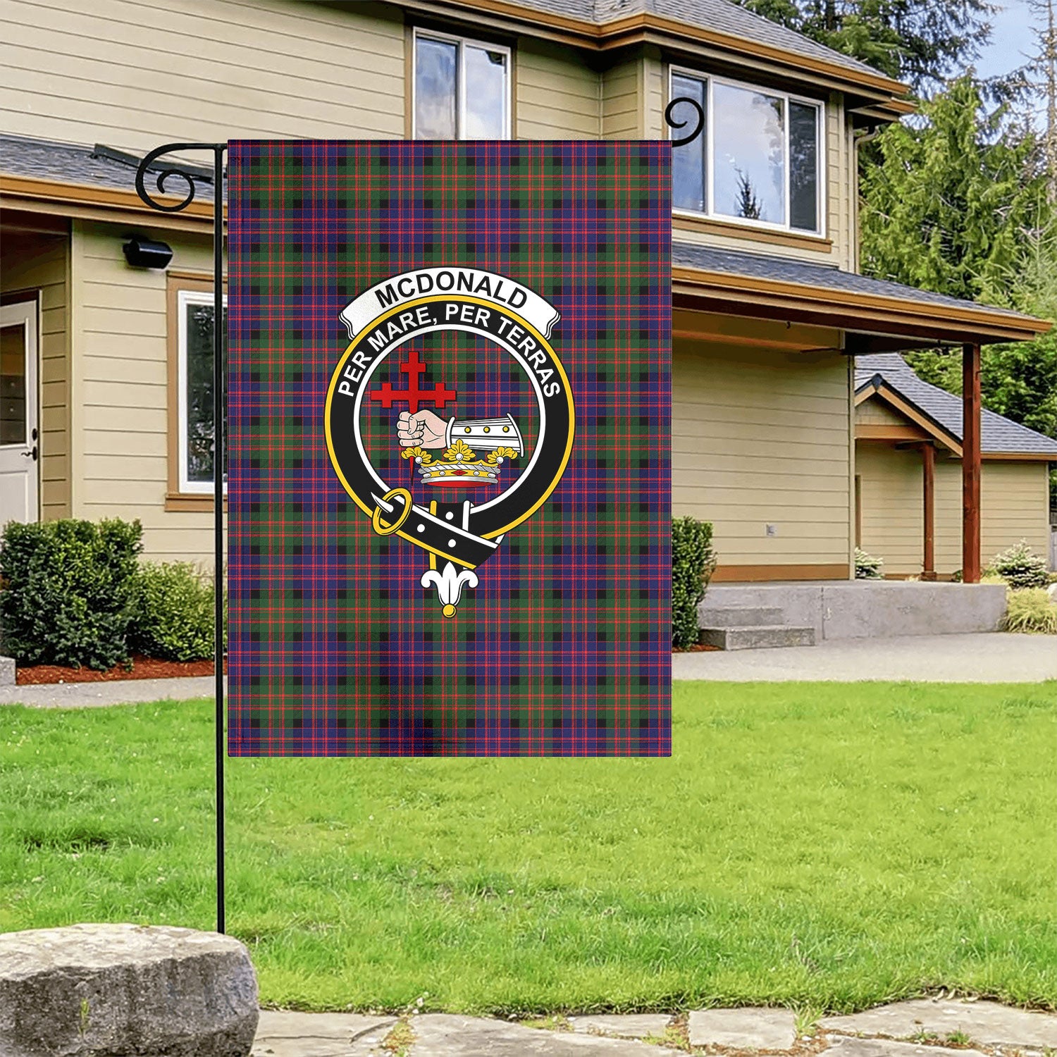 McDonald Modern Tartan Crest Garden Flag