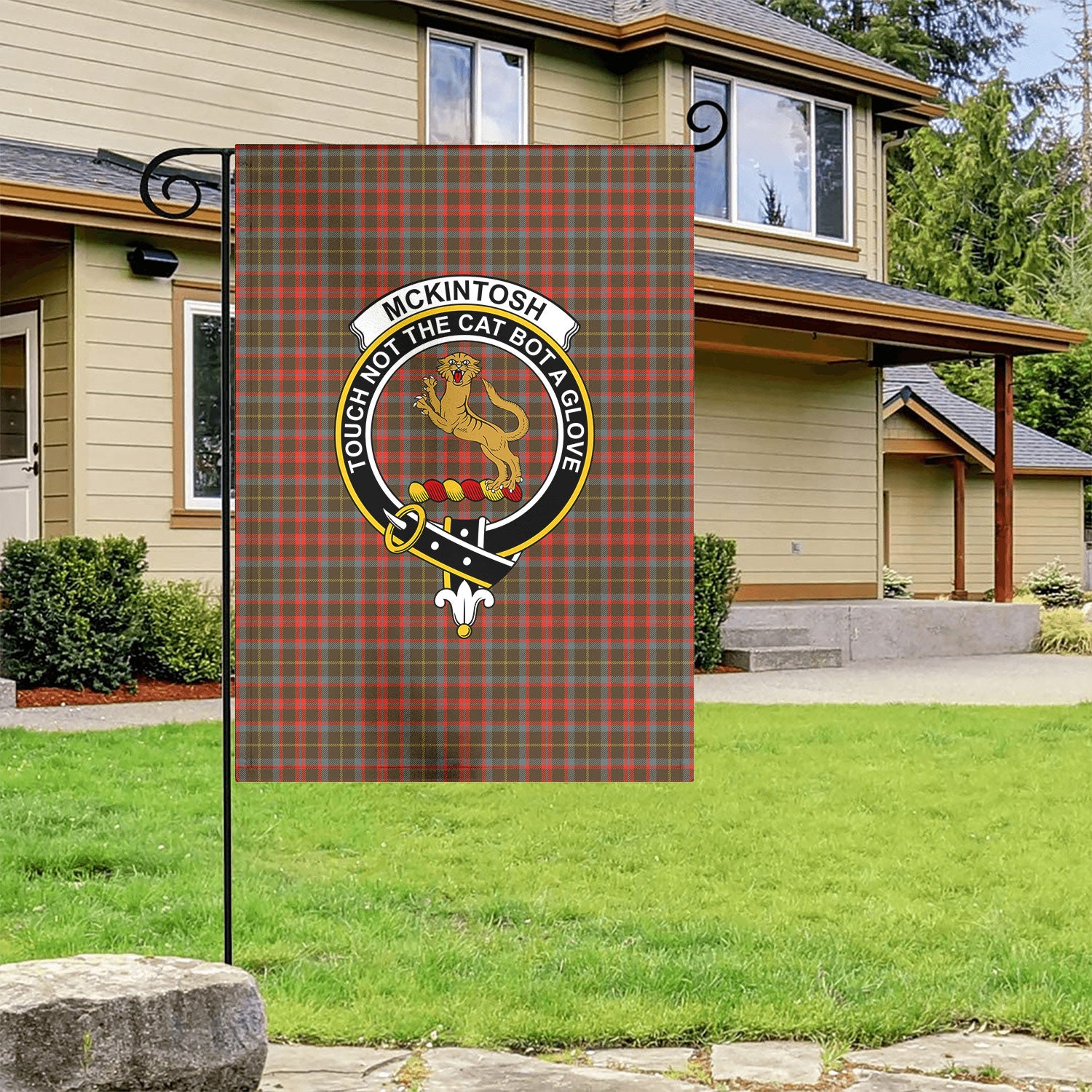 McKintosh Hunting Weathered Tartan Crest Garden Flag
