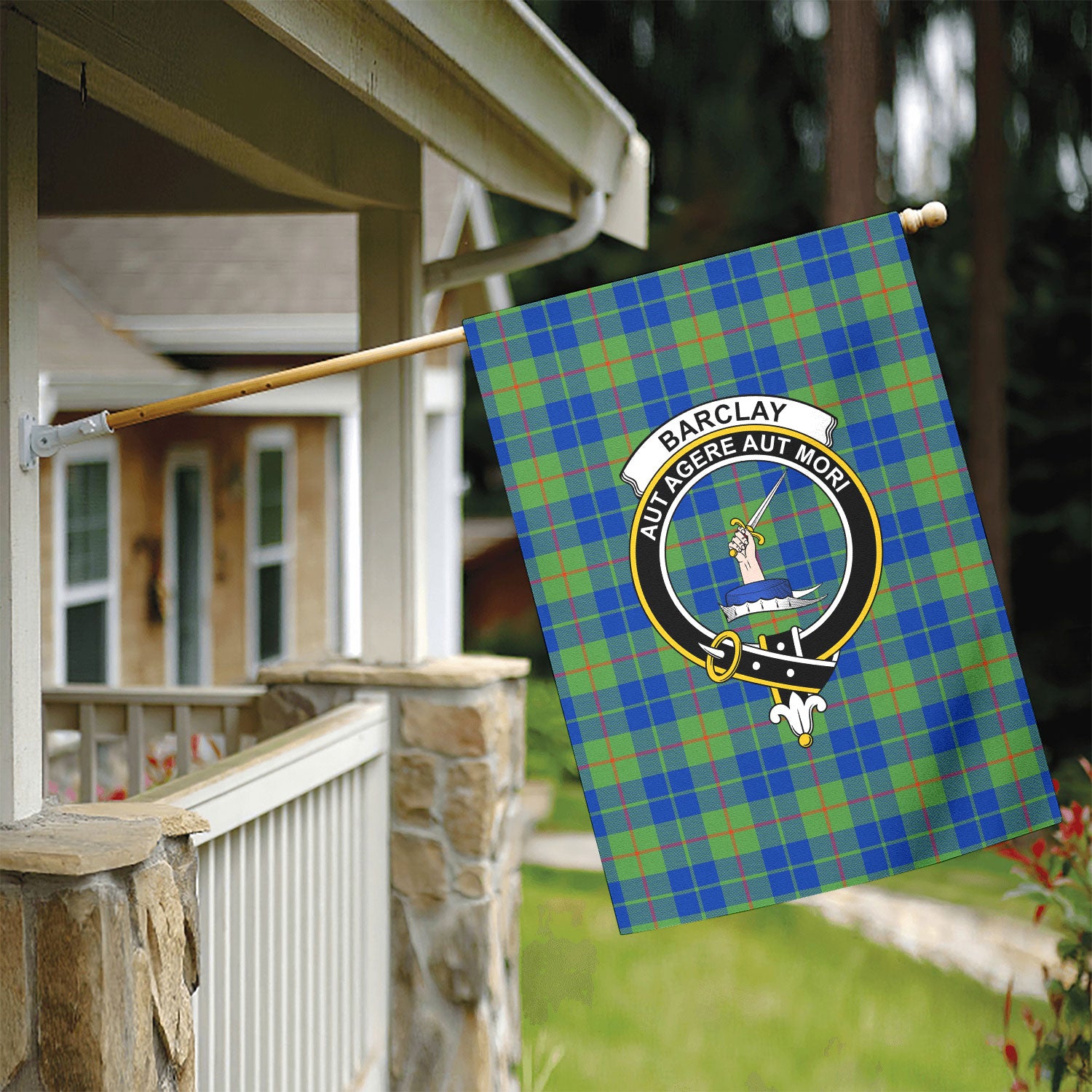 Barclay Hunting Ancient Tartan Crest Garden Flag
