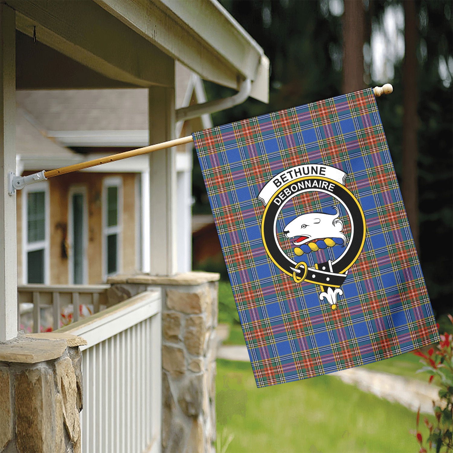Bethune Ancient Tartan Crest Garden Flag