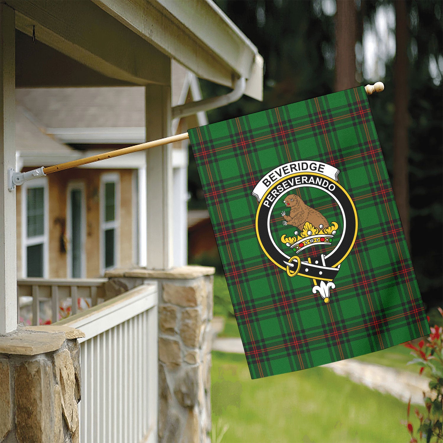 Beveridge Tartan Crest Garden Flag