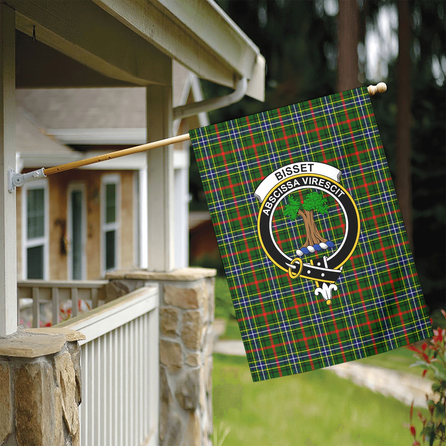 Bisset Tartan Crest Garden Flag