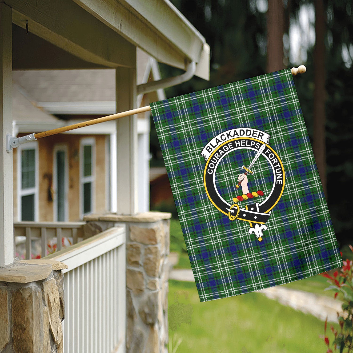 Blackadder Tartan Crest Garden Flag