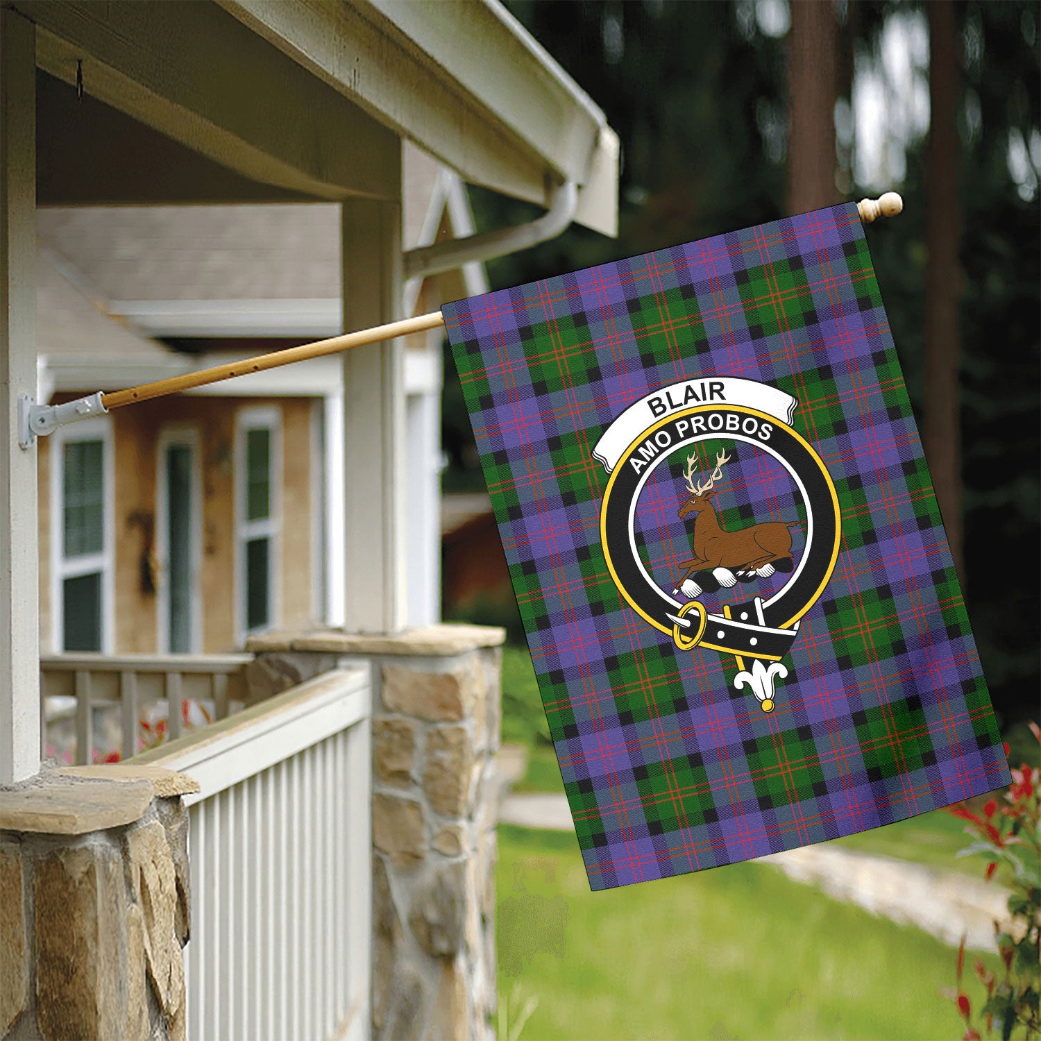 Blair Modern Tartan Crest Garden Flag