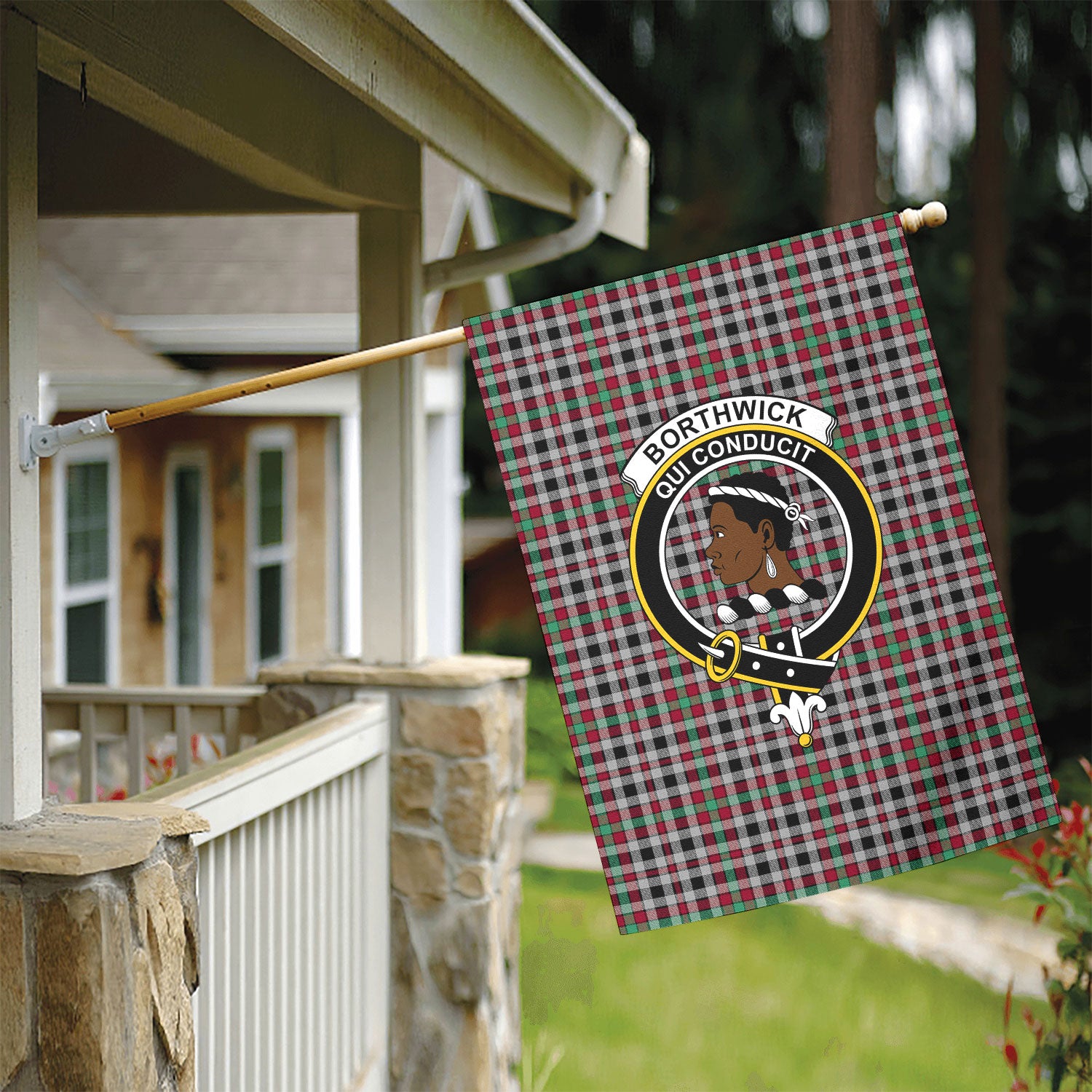 Borthwick Ancient Tartan Crest Garden Flag
