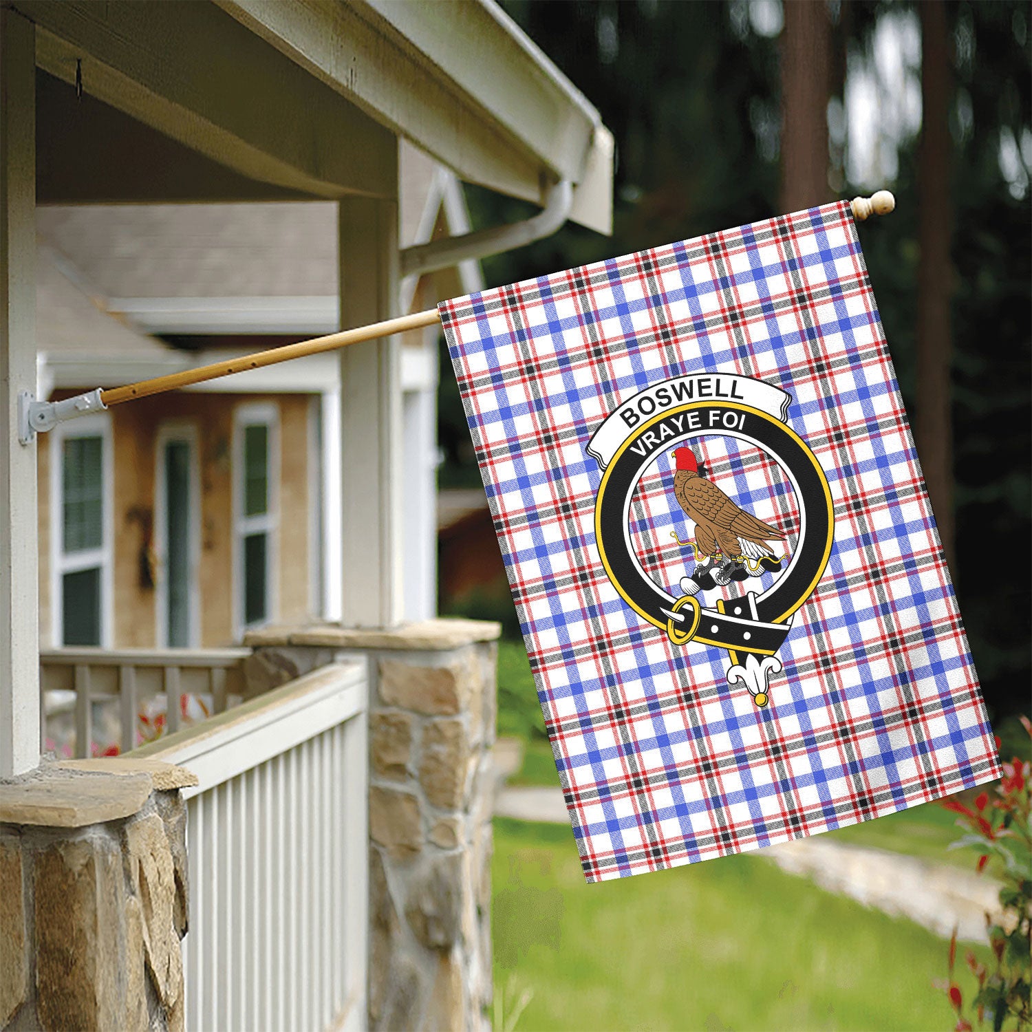 Boswell Modern Tartan Crest Garden Flag