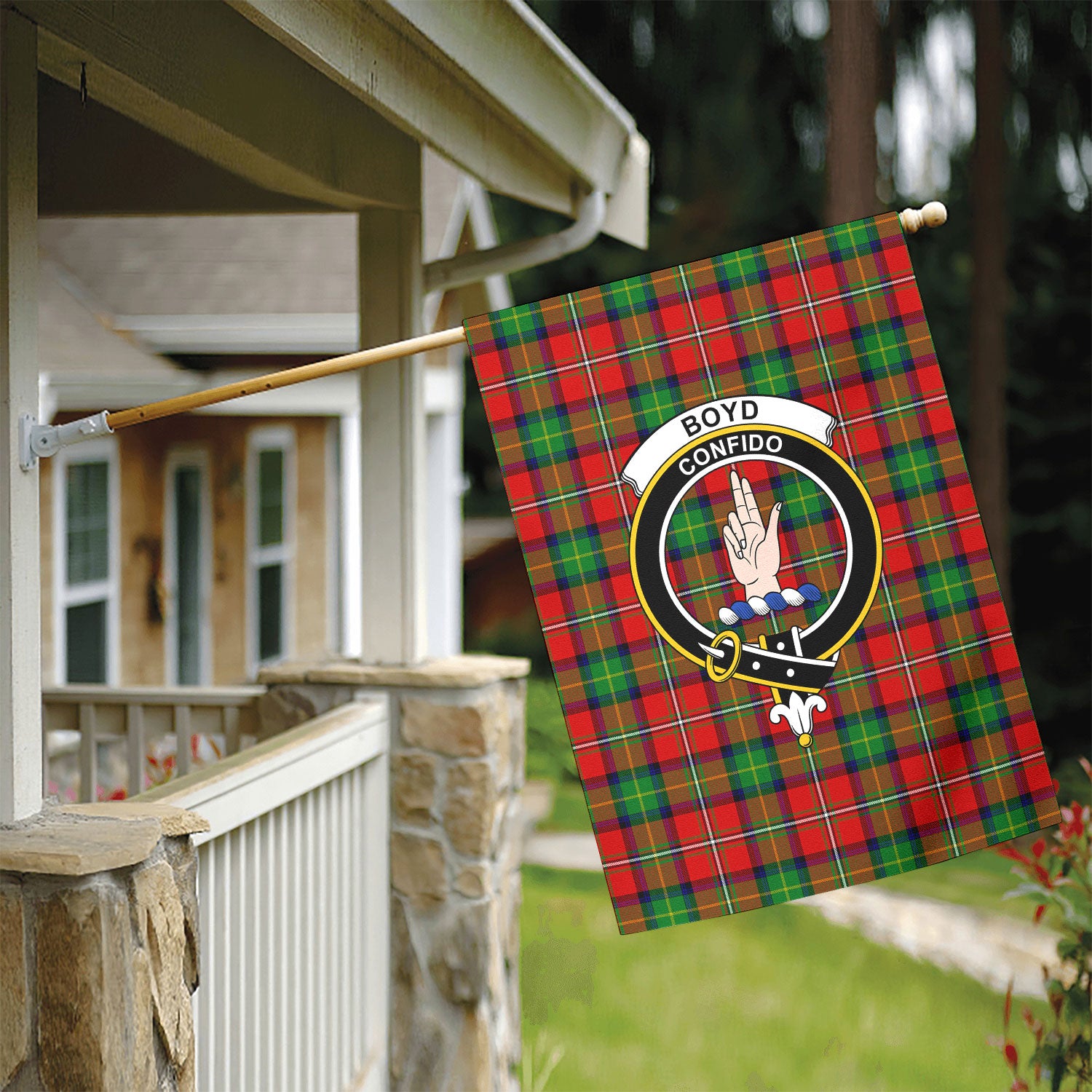 Boyd Modern Tartan Crest Garden Flag