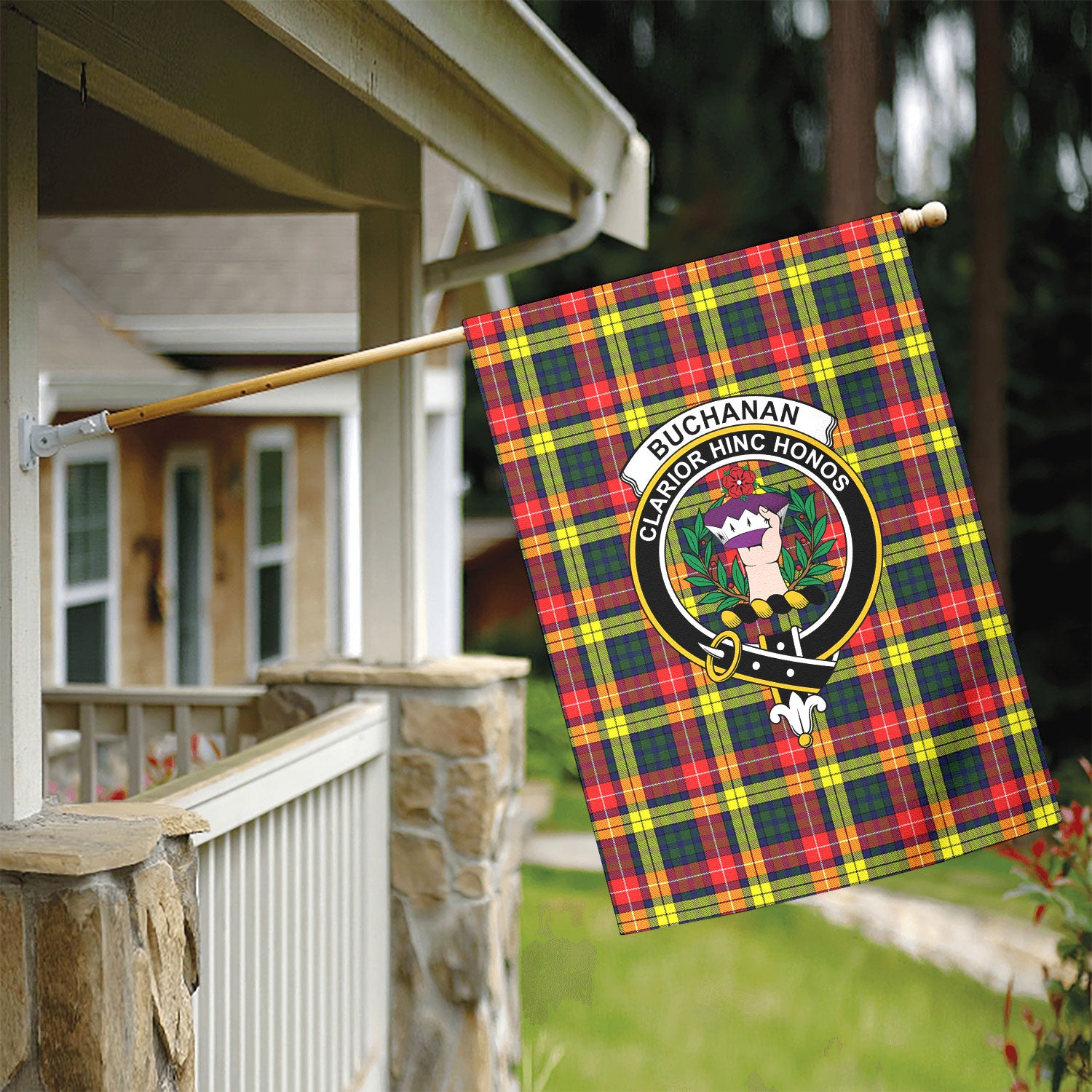 Buchanan Modern Tartan Crest Garden Flag