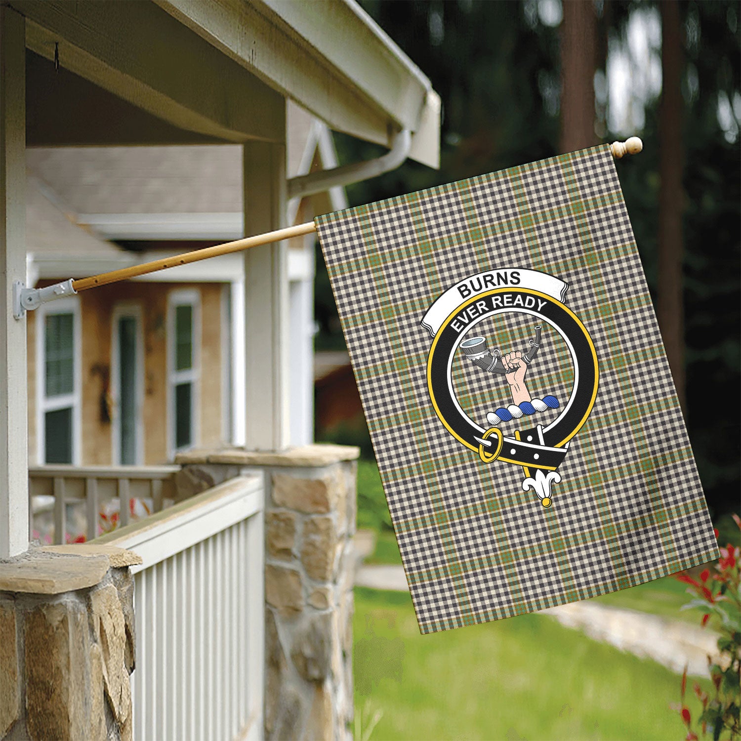 Burns Check Tartan Crest Garden Flag