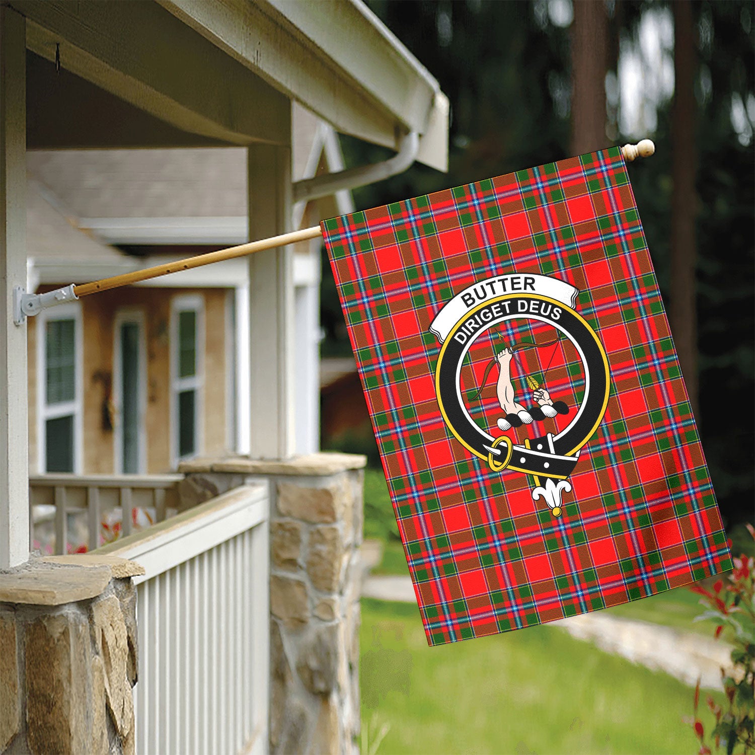 Butter Tartan Crest Garden Flag