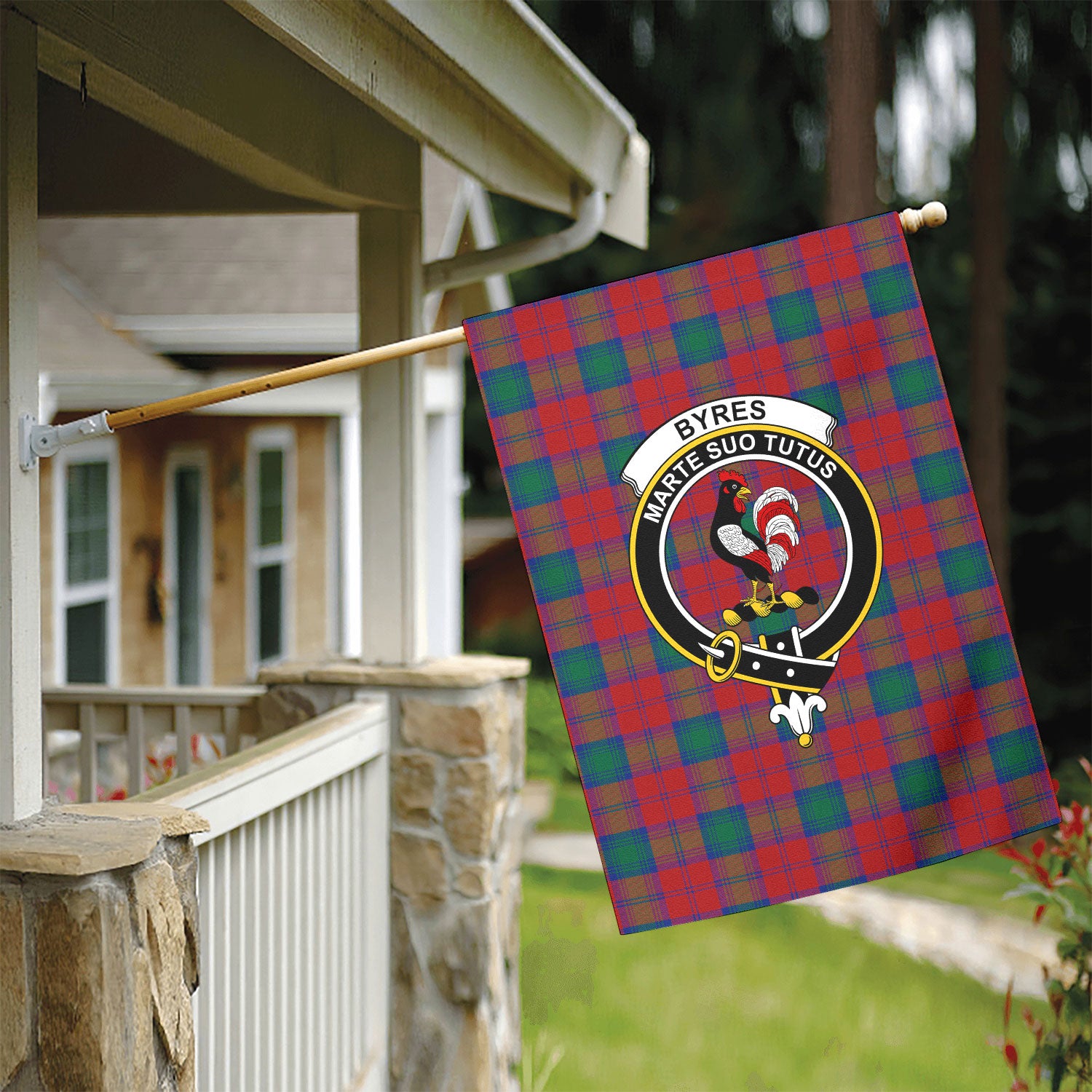 Byres Tartan Crest Garden Flag