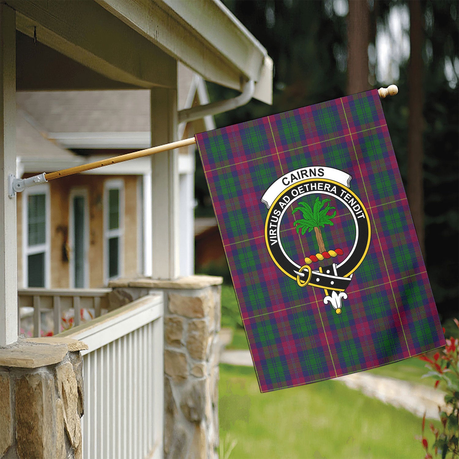 Cairns Tartan Crest Garden Flag