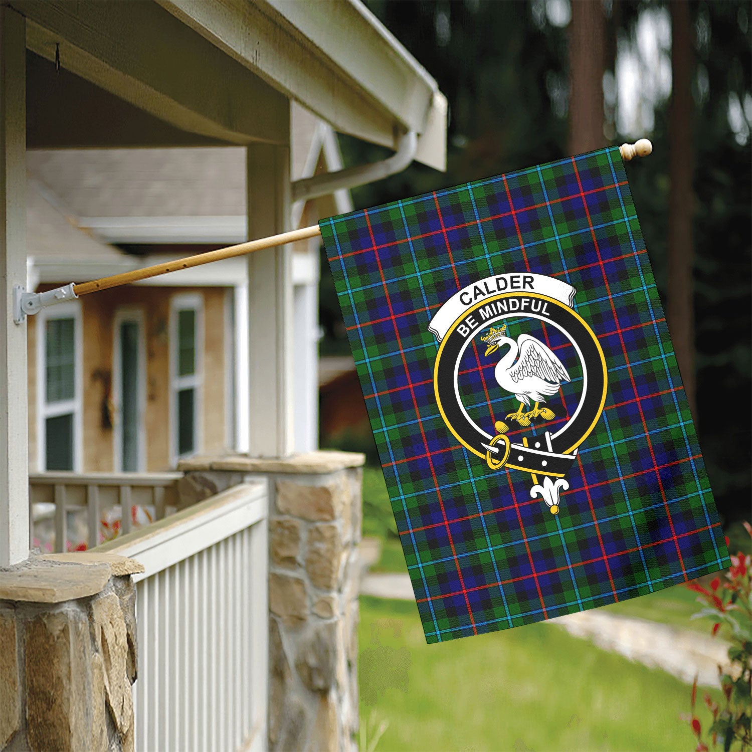 Calder (Calder-Campbell) Tartan Crest Garden Flag