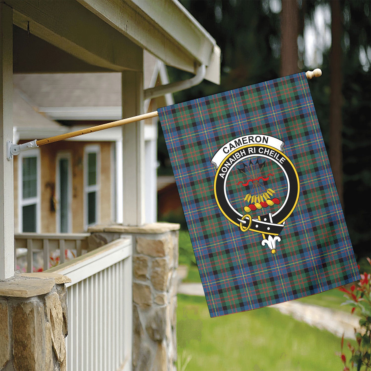 Cameron of Erracht Ancient Tartan Crest Garden Flag