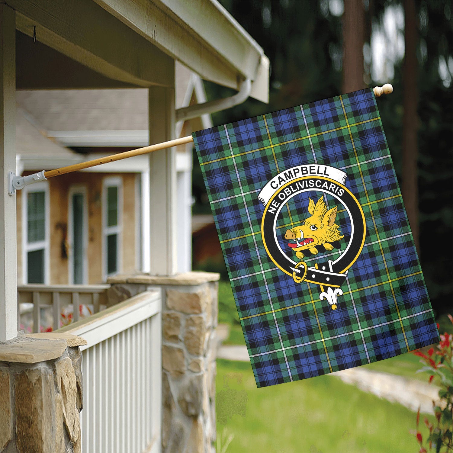 Campbell Argyll Ancient Tartan Crest Garden Flag