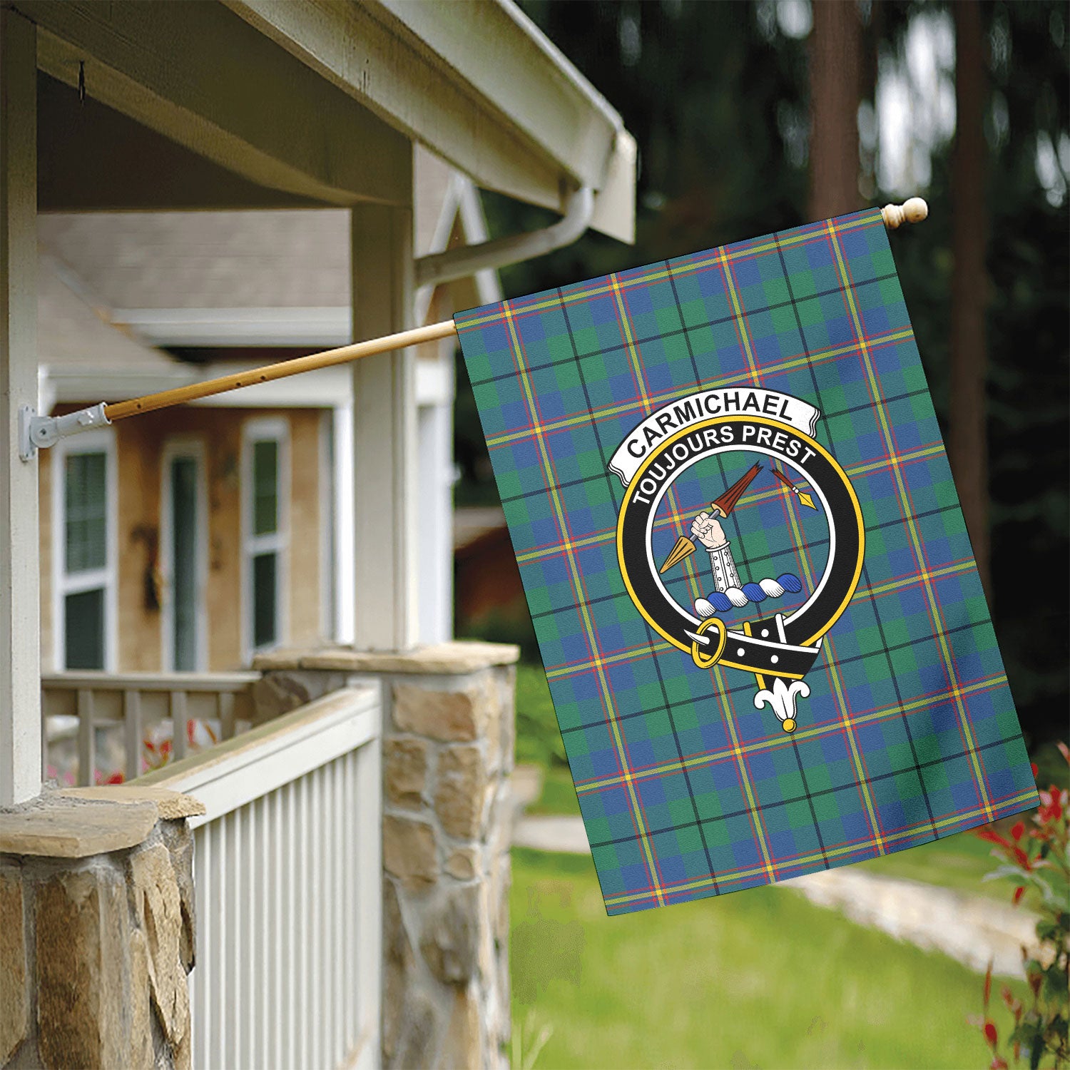 Carmichael Ancient Tartan Crest Garden Flag