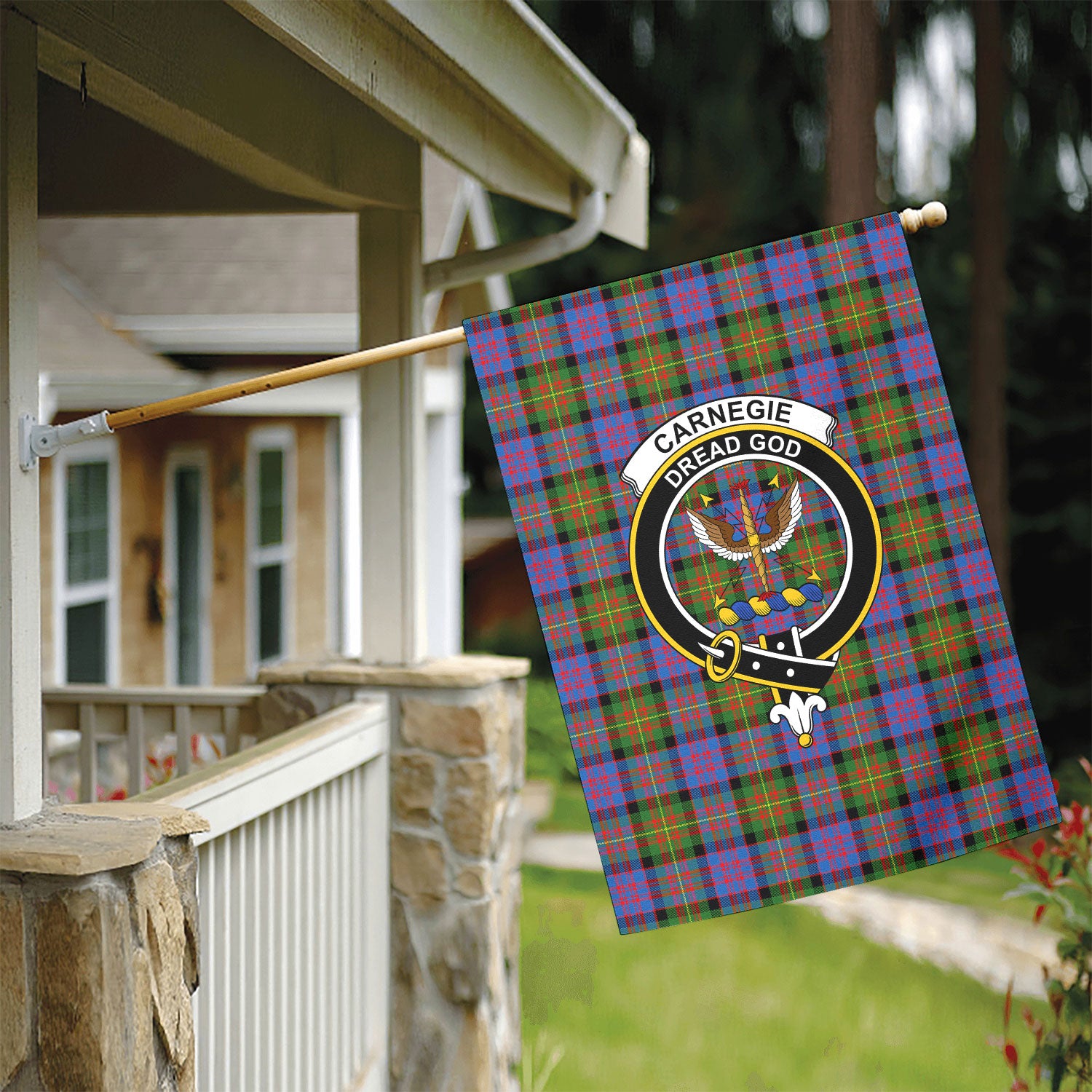 Carnegie Ancient Tartan Crest Garden Flag