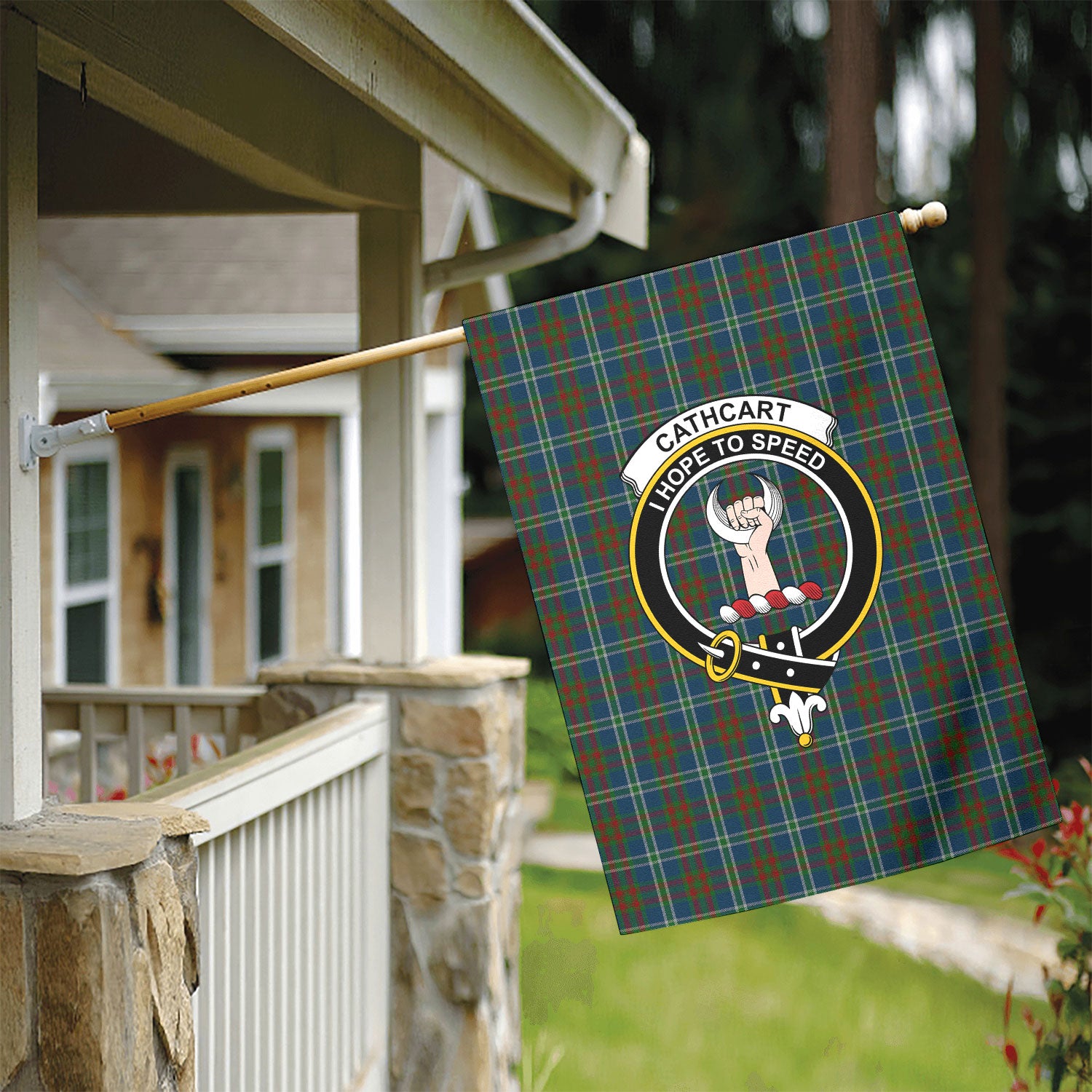 Cathcart Tartan Crest Garden Flag
