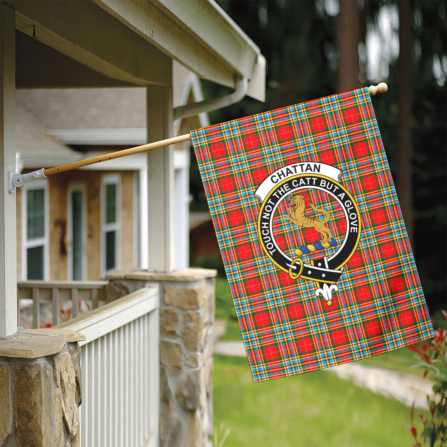 Chattan Tartan Crest Garden Flag