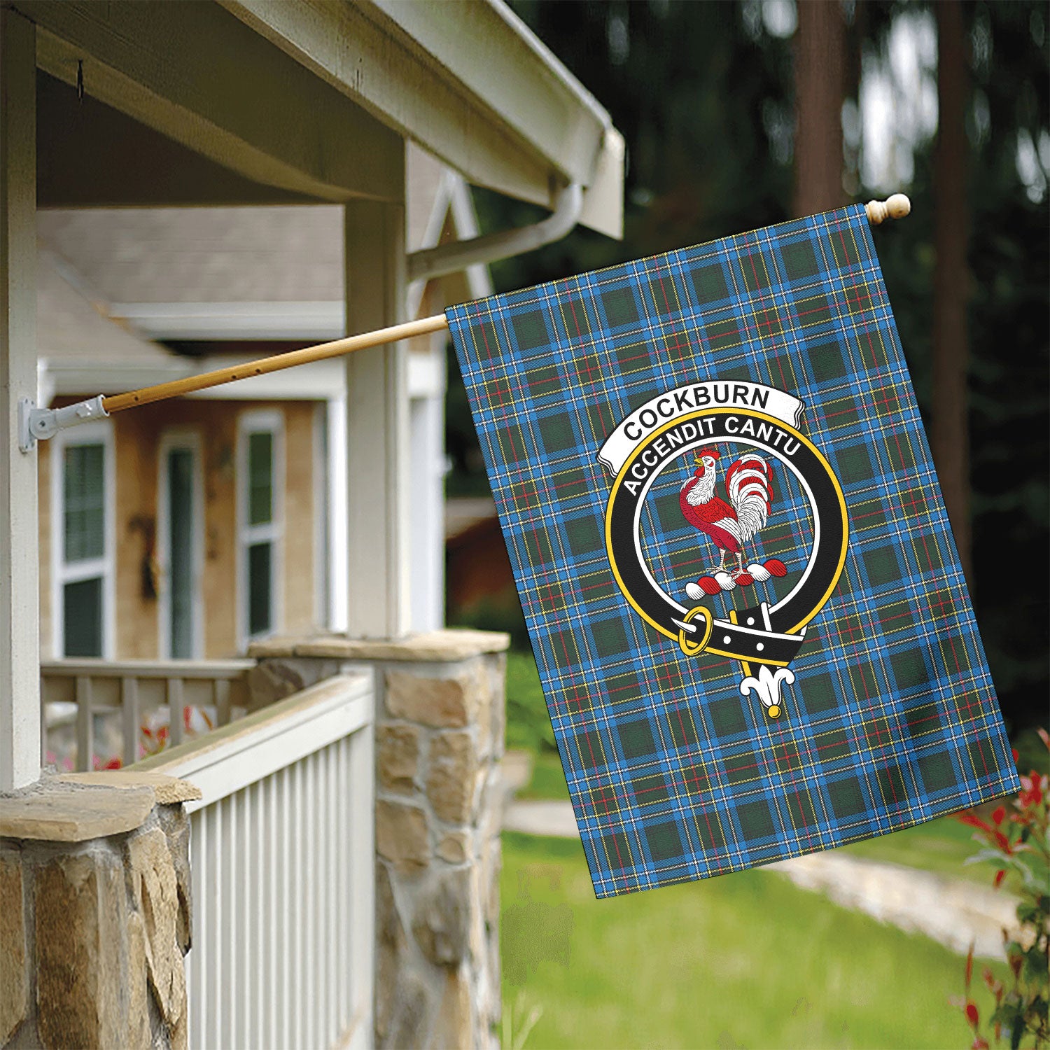 Cockburn Modern Tartan Crest Garden Flag