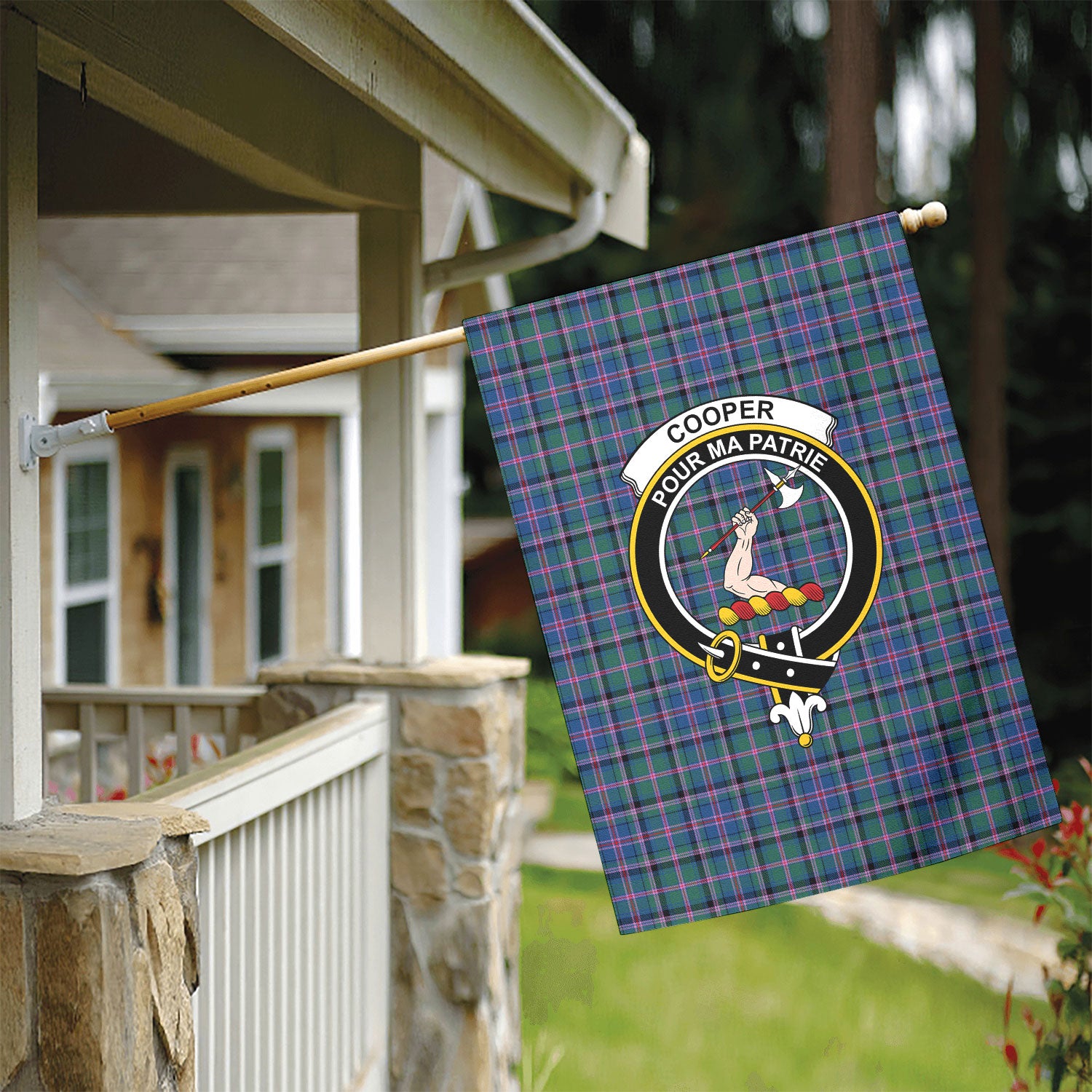 Cooper Ancient Tartan Crest Garden Flag