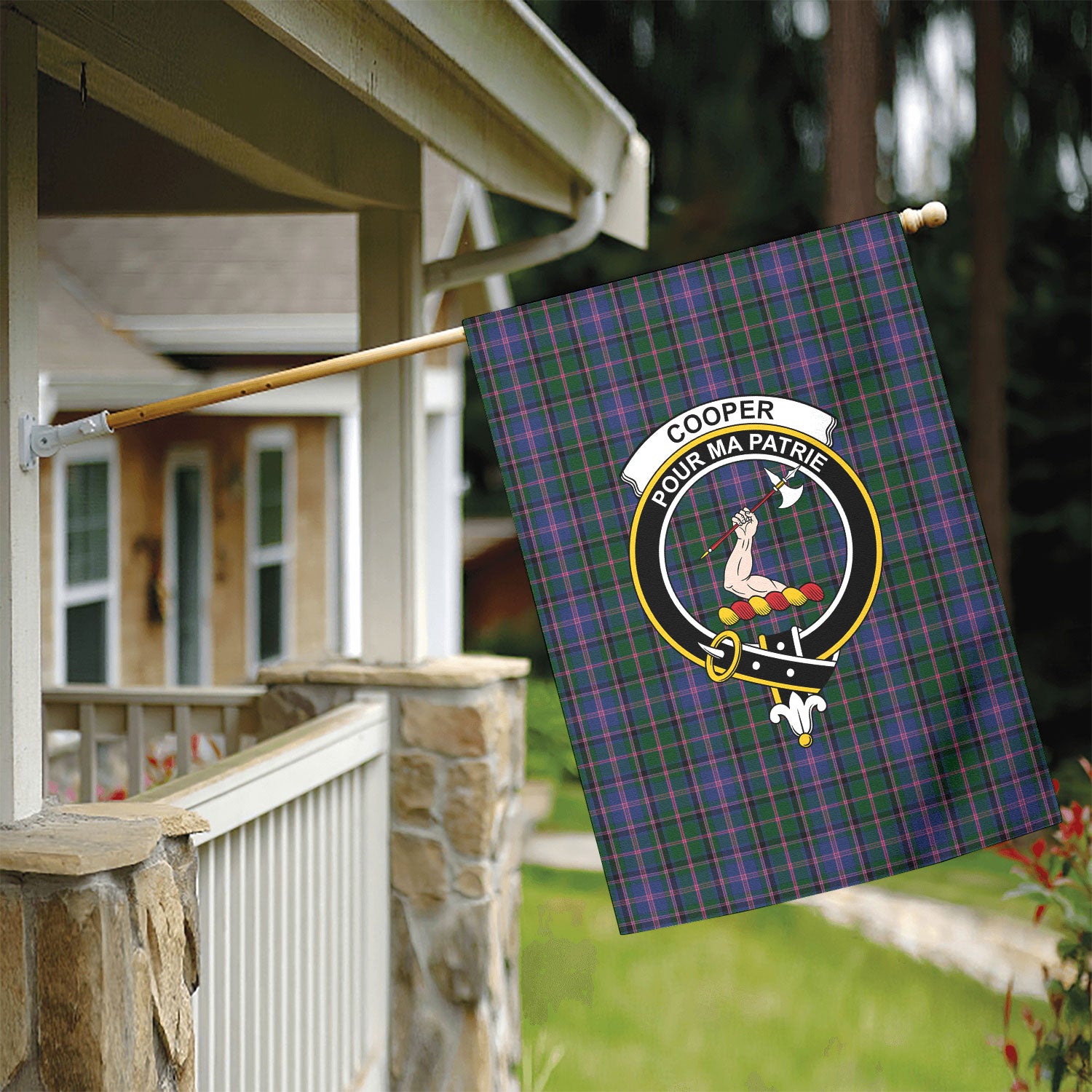 Cooper Tartan Crest Garden Flag