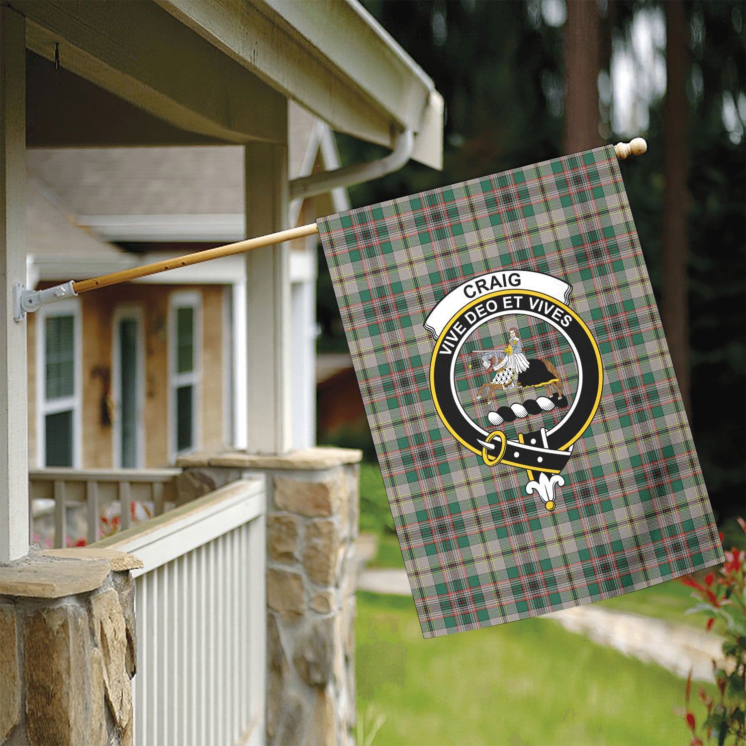 Craig Ancient Tartan Crest Garden Flag