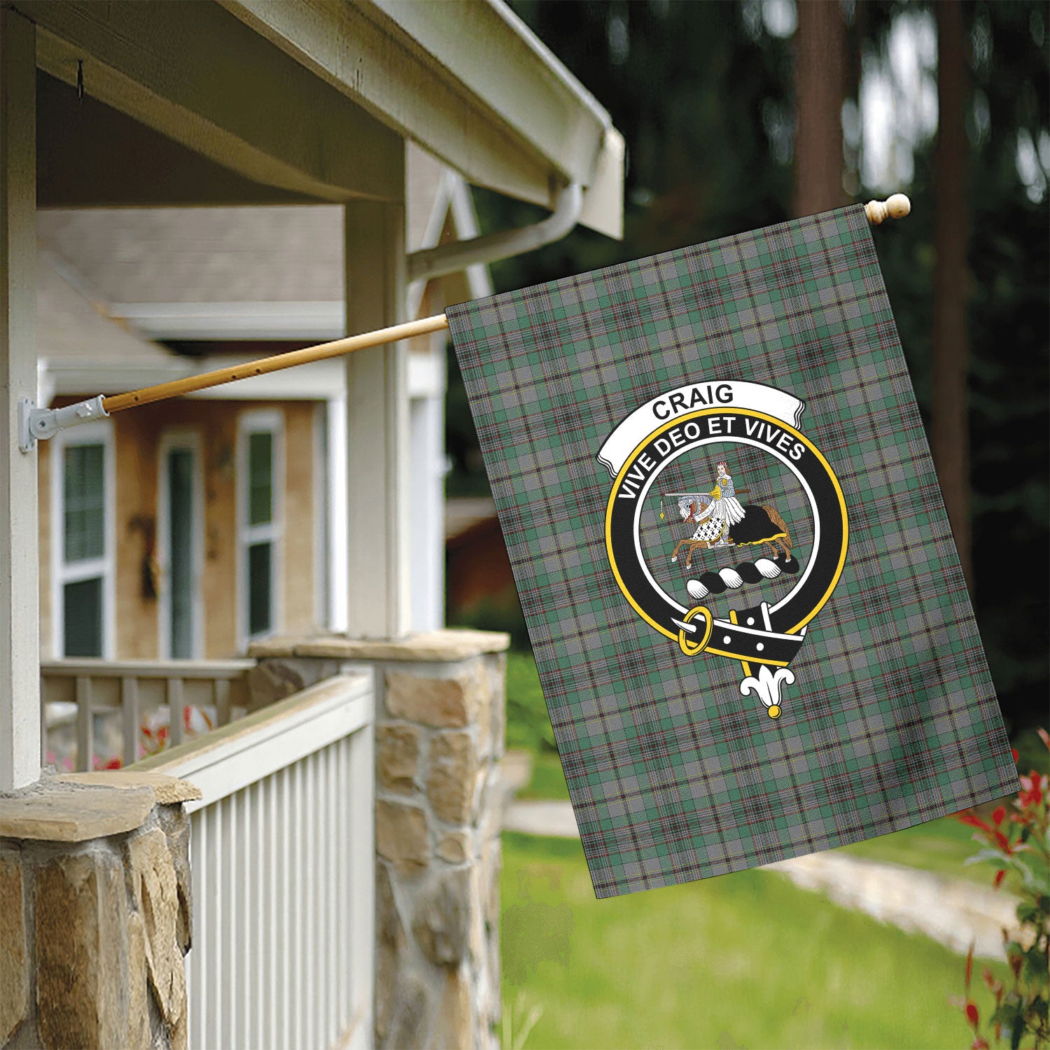 Craig Tartan Crest Garden Flag