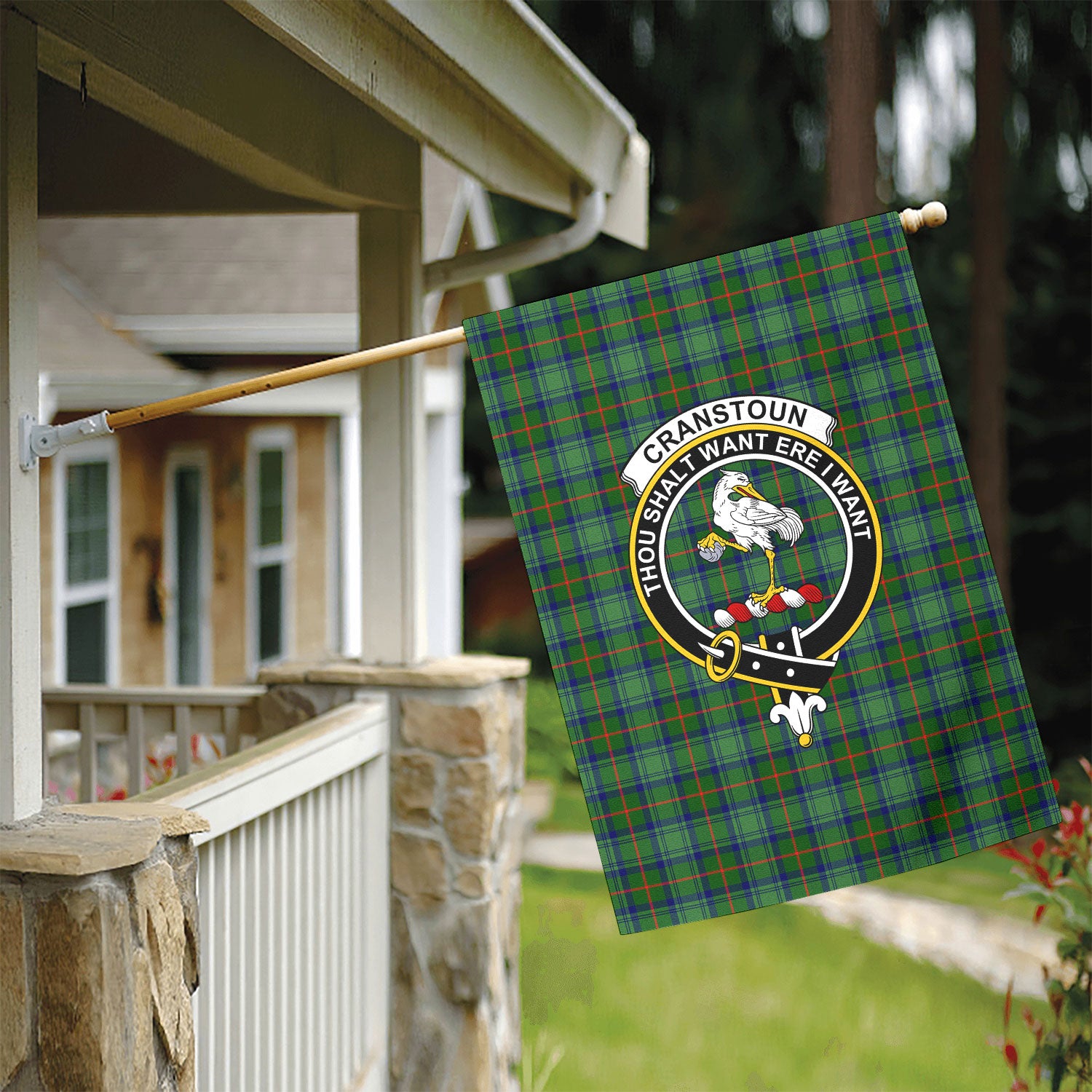 Cranstoun Tartan Crest Garden Flag