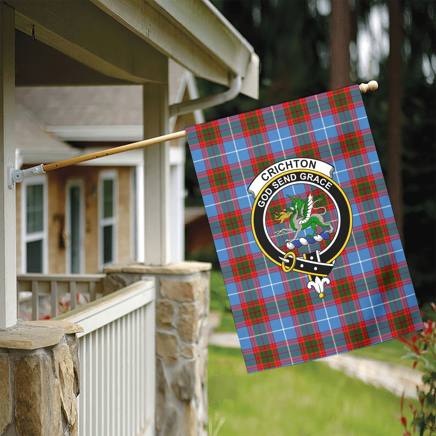 Crichton Tartan Crest Garden Flag