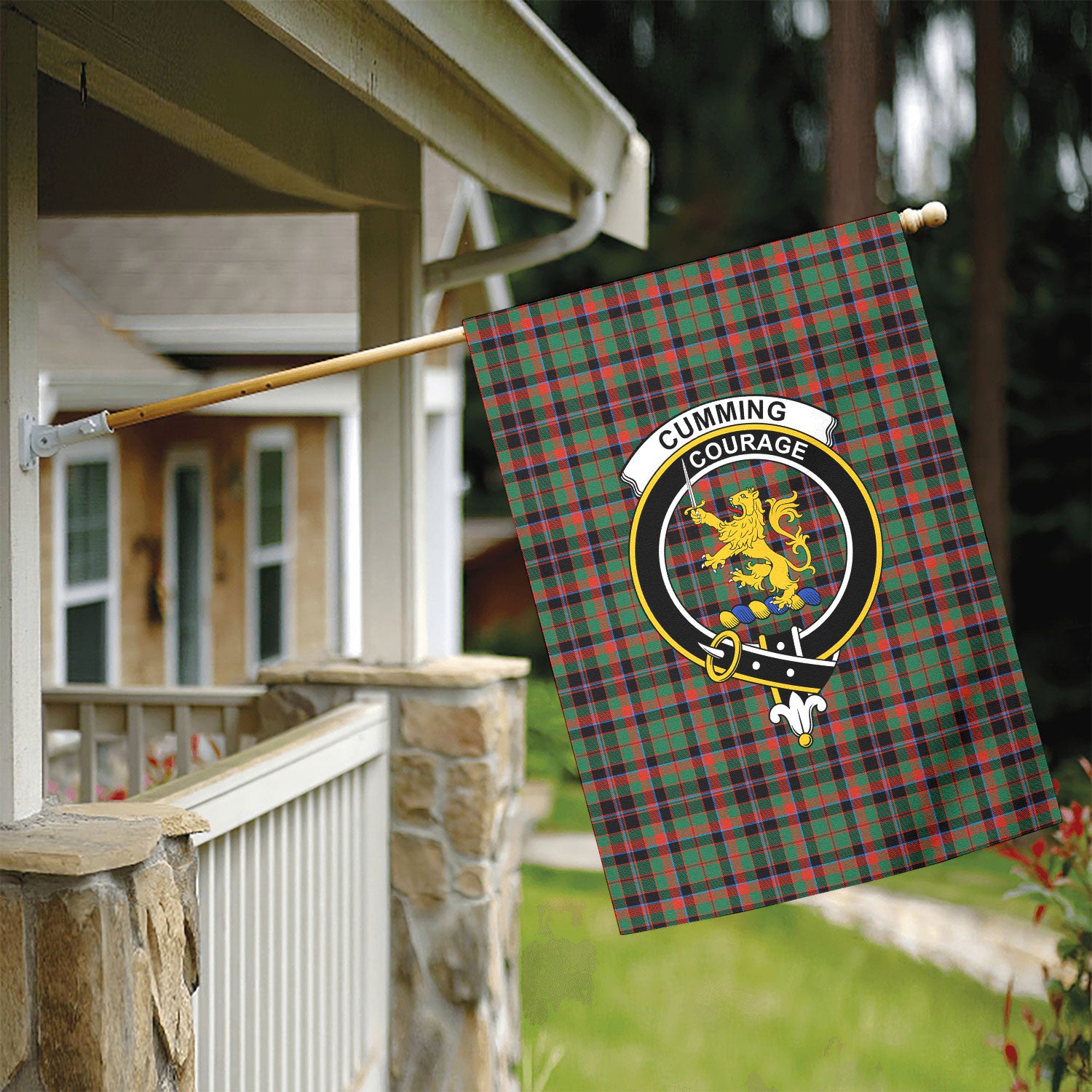 Cumming Hunting Ancient Tartan Crest Garden Flag