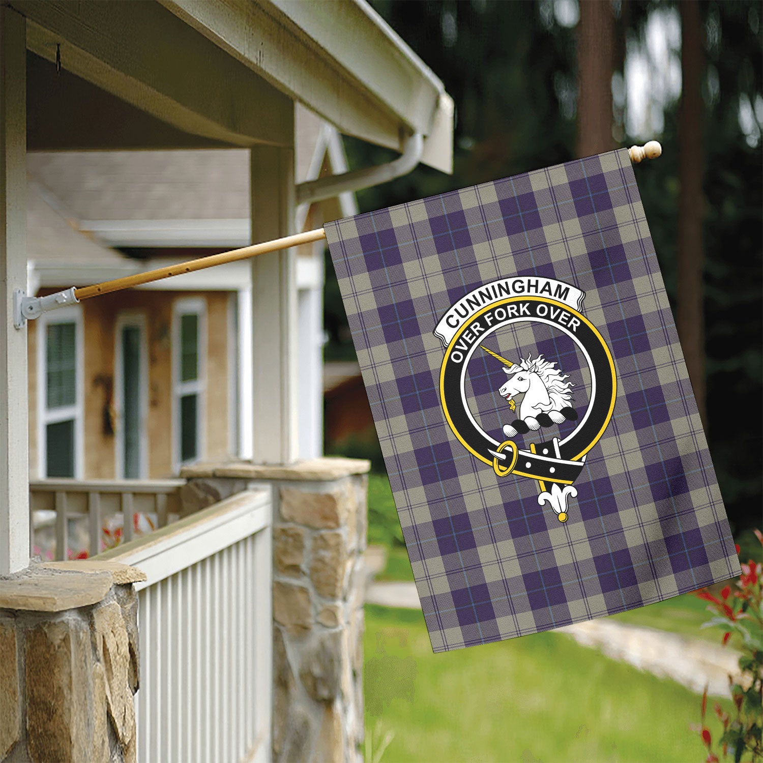 Cunningham Dress Blue Dancers Tartan Crest Garden Flag