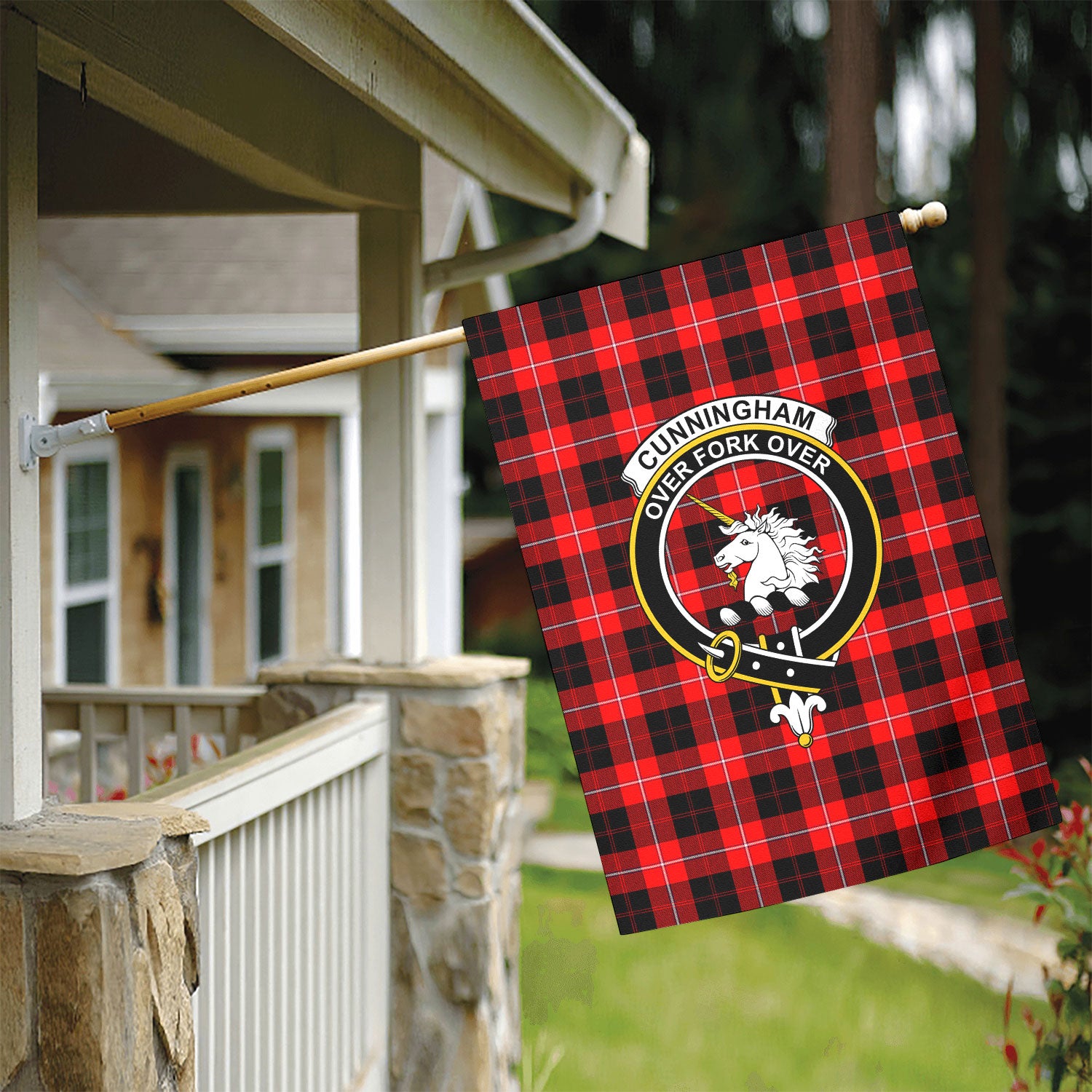 Cunningham Modern Tartan Crest Garden Flag
