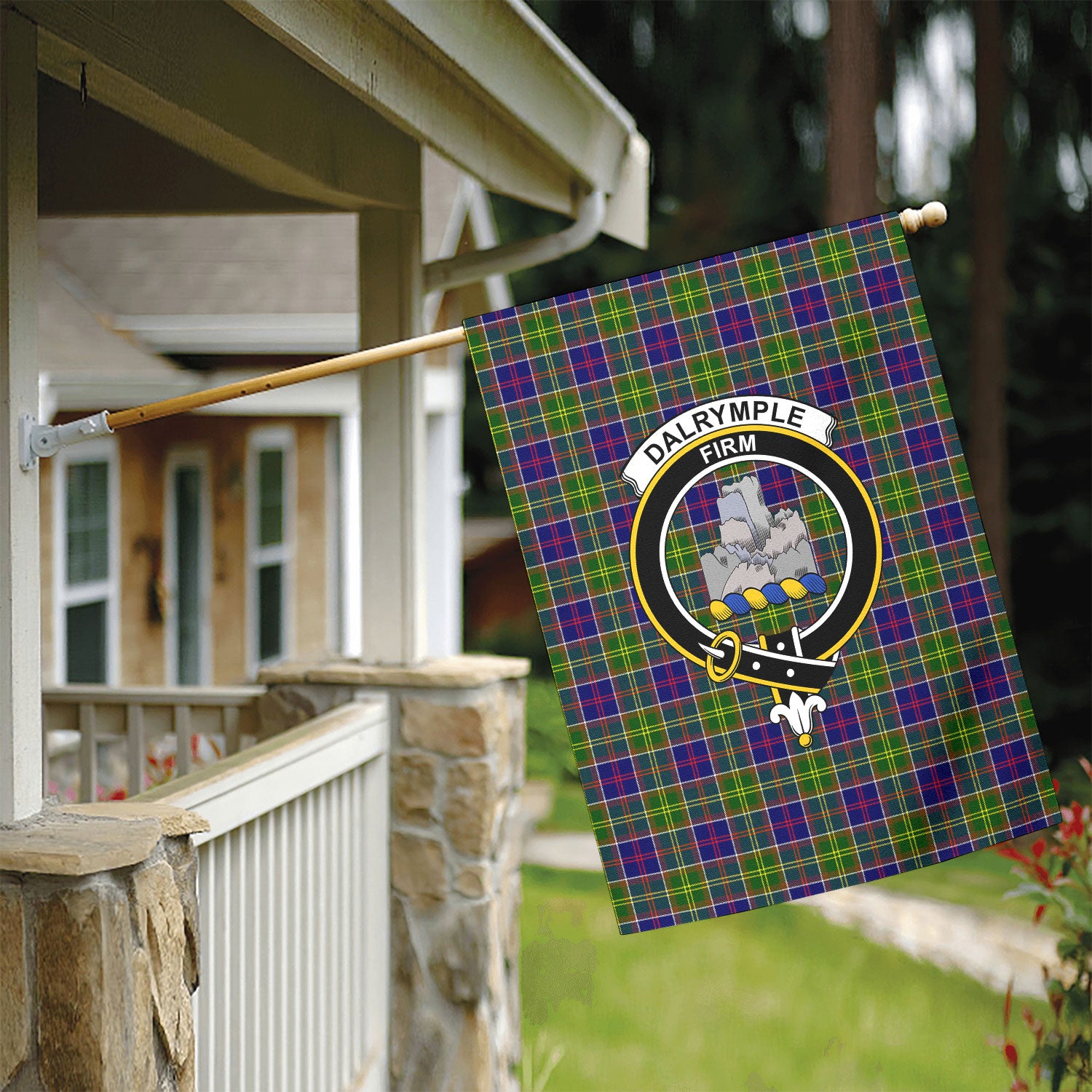Dalrymple Tartan Crest Garden Flag