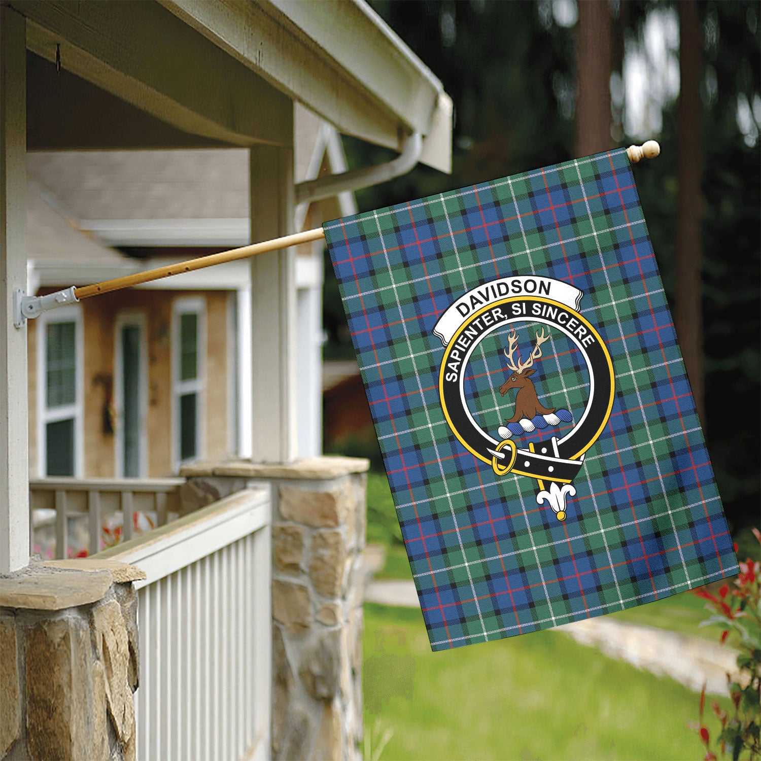 Davidson of Tulloch Tartan Crest Garden Flag