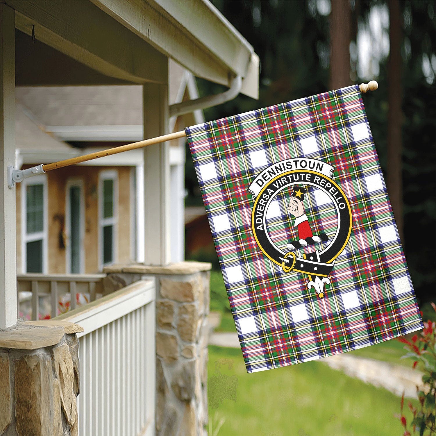 Dennistoun Tartan Crest Garden Flag