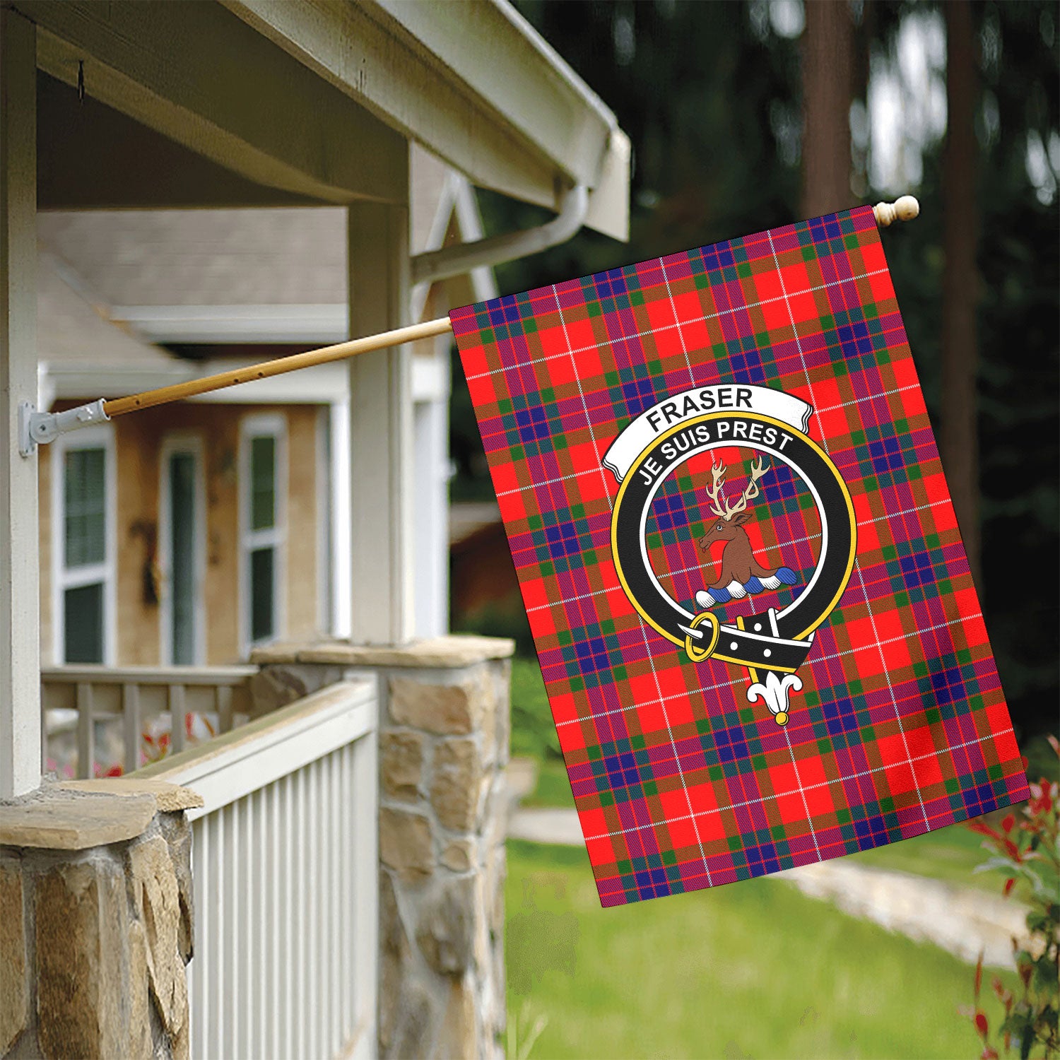 Fraser (of Lovat) Modern Tartan Crest Garden Flag