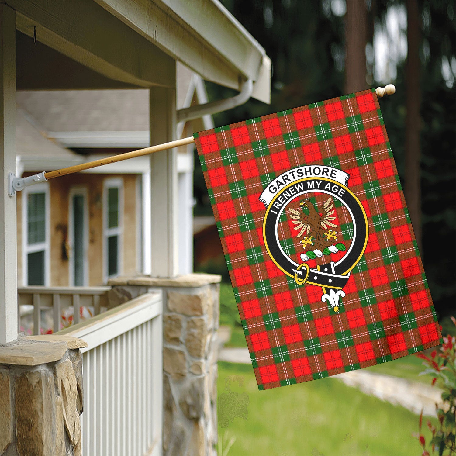 Gartshore Tartan Crest Garden Flag