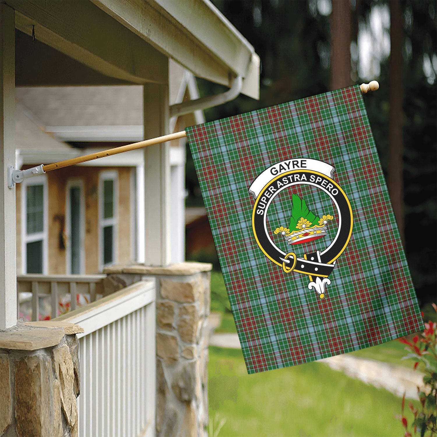 Gayre Tartan Crest Garden Flag