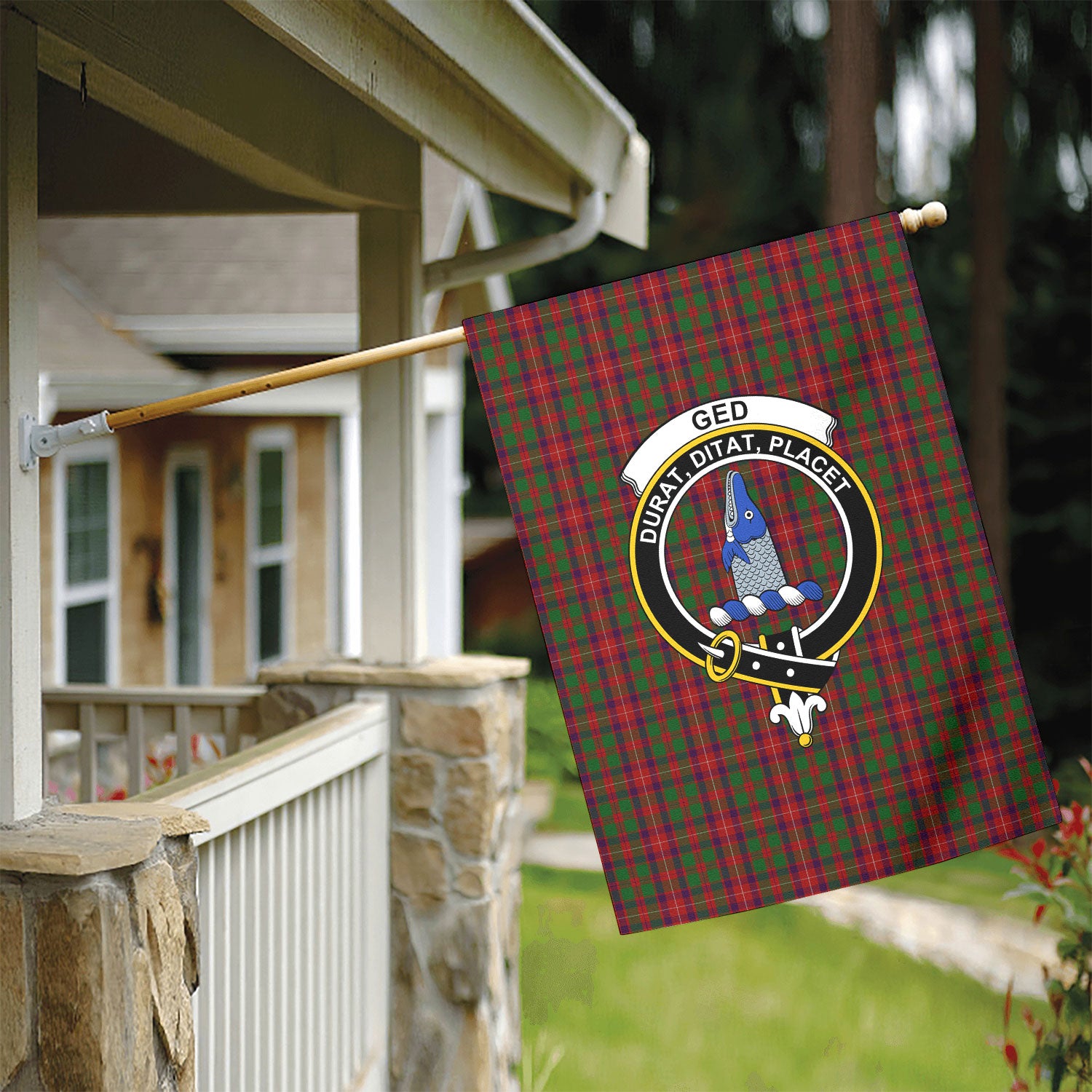 Ged Tartan Crest Garden Flag