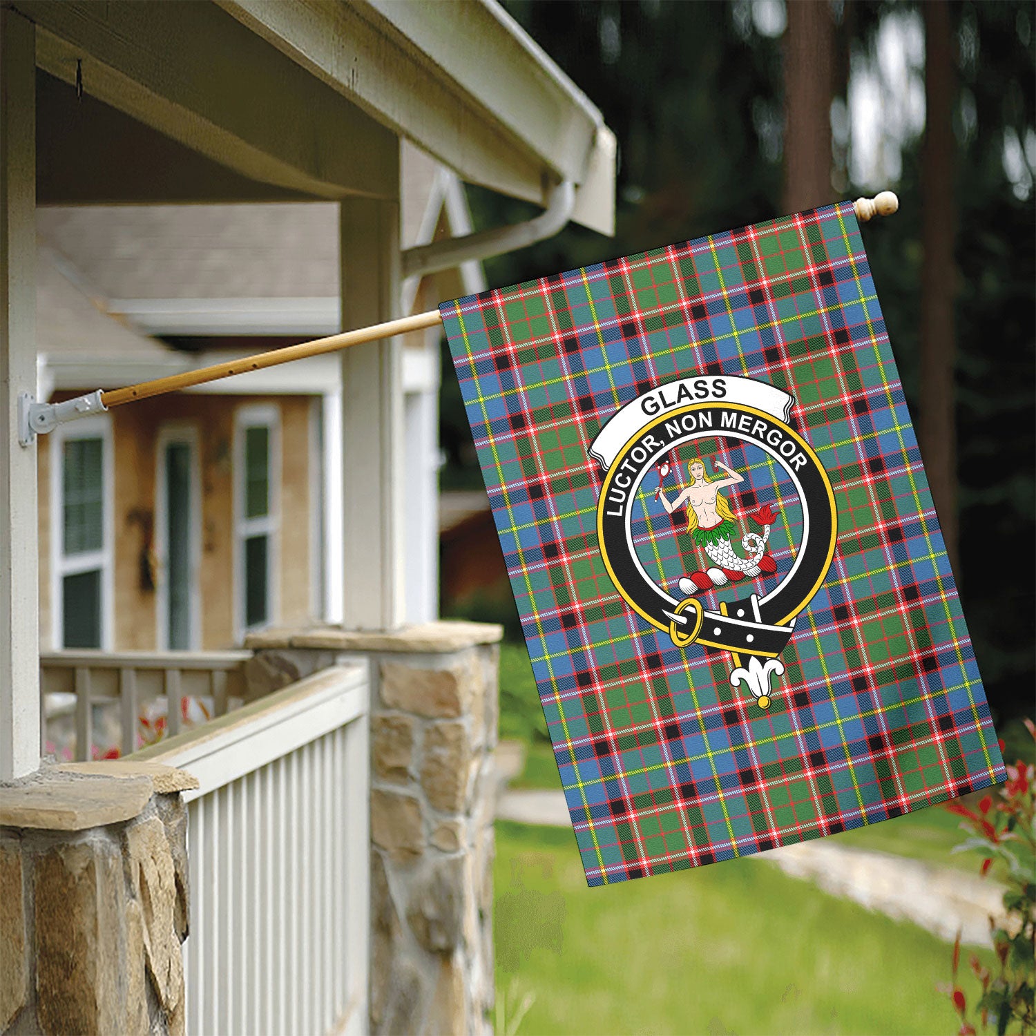 Glass Tartan Crest Garden Flag