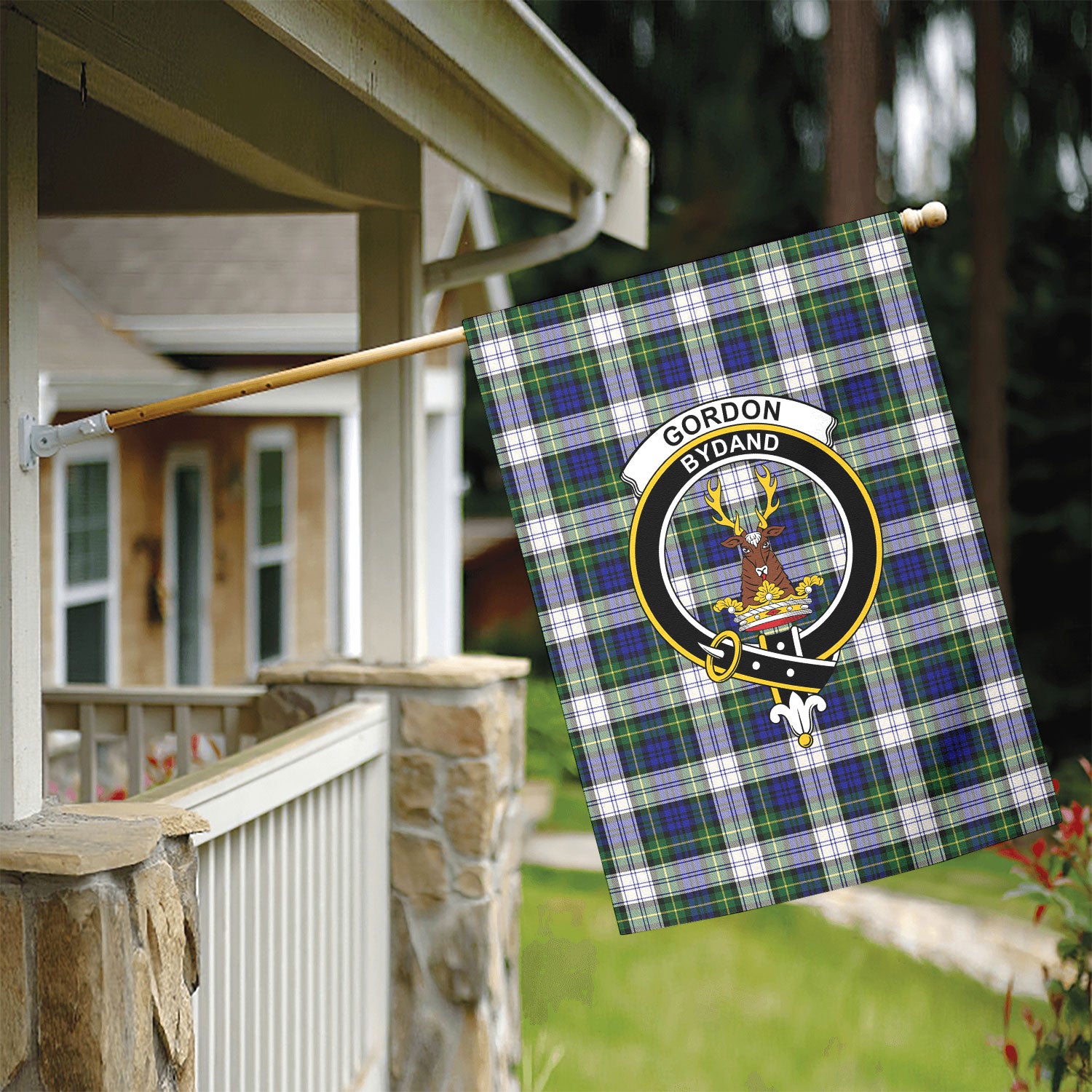 Gordon Dress Modern Tartan Crest Garden Flag