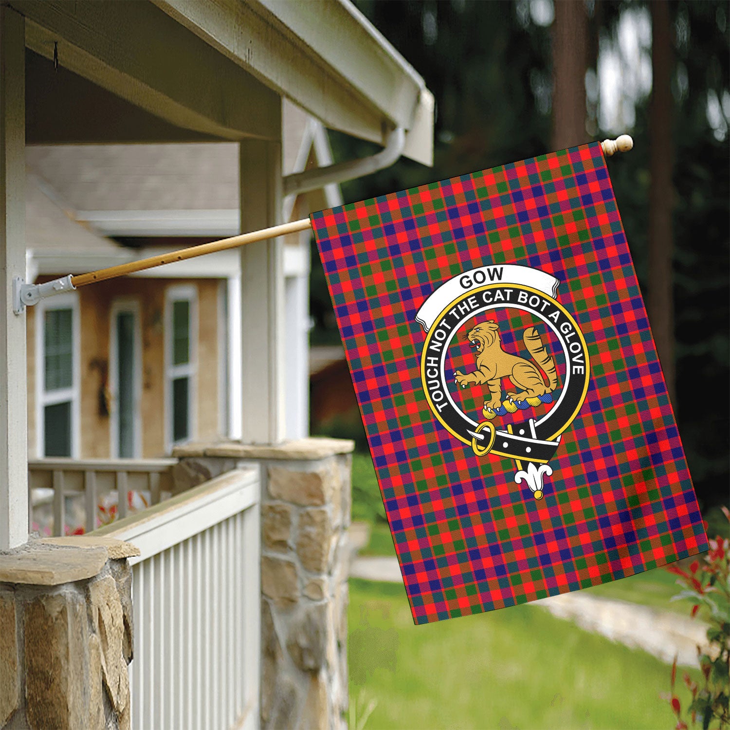 Gow (or McGouan) Tartan Crest Garden Flag