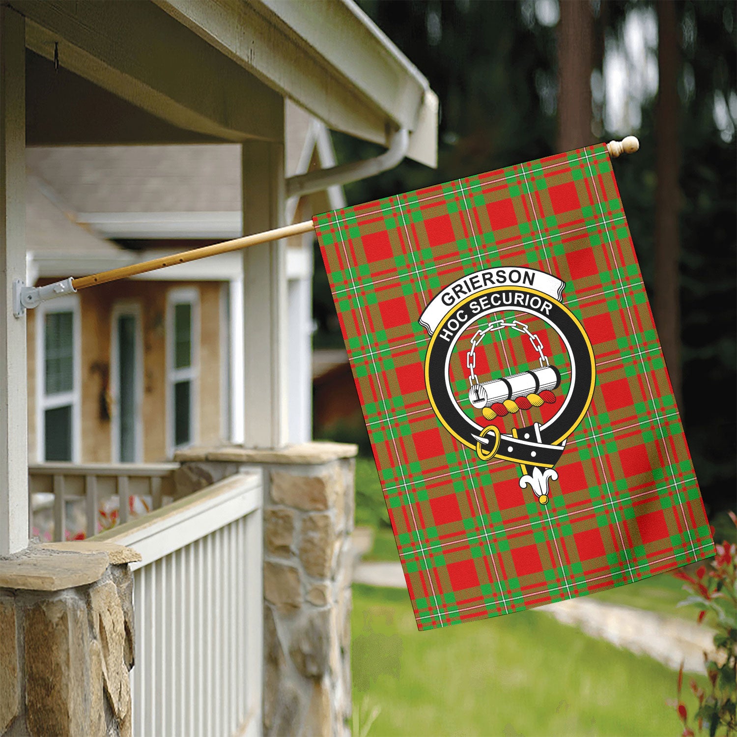 Grierson Tartan Crest Garden Flag